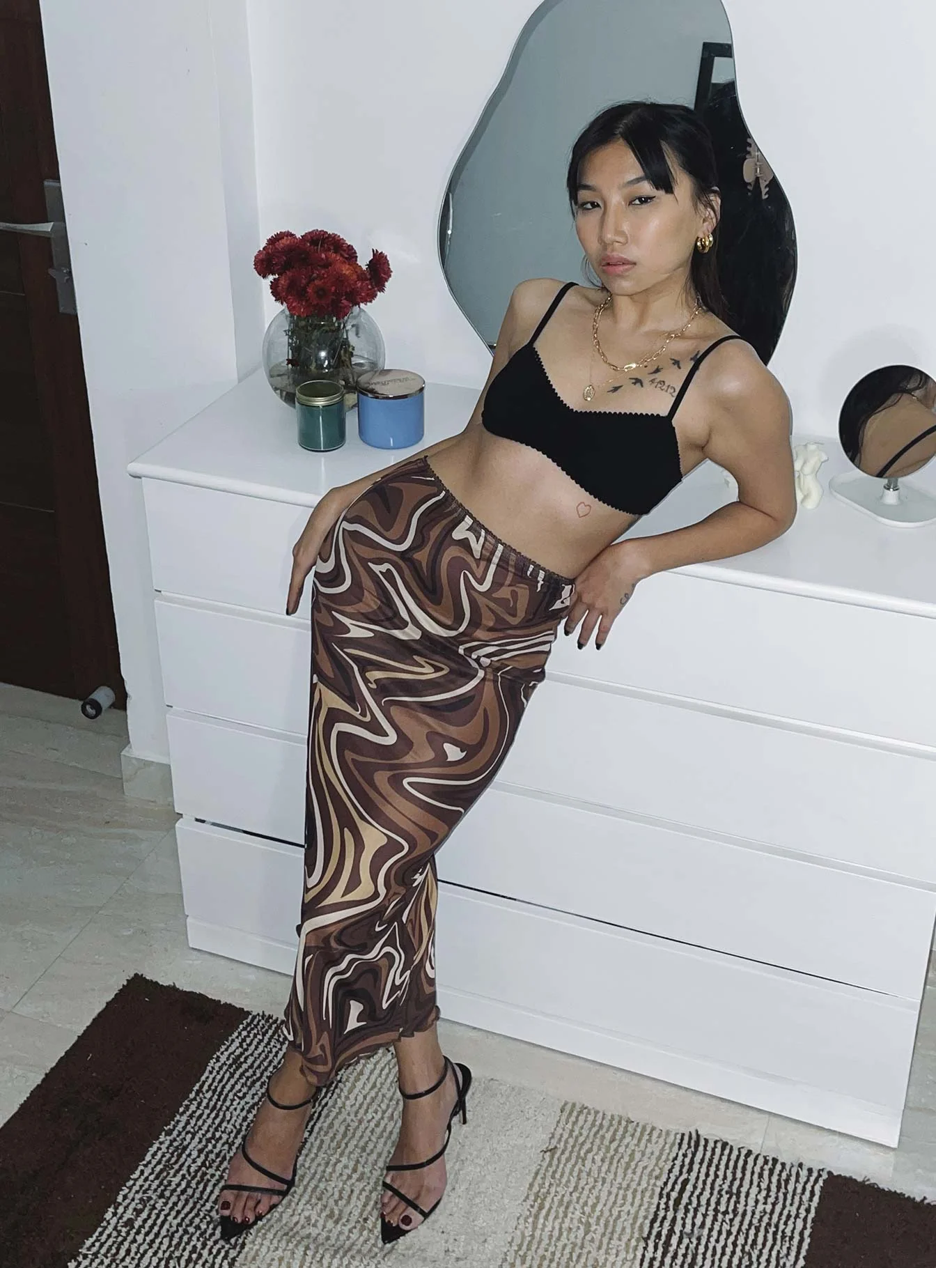 Deanna Midi Skirt Brown