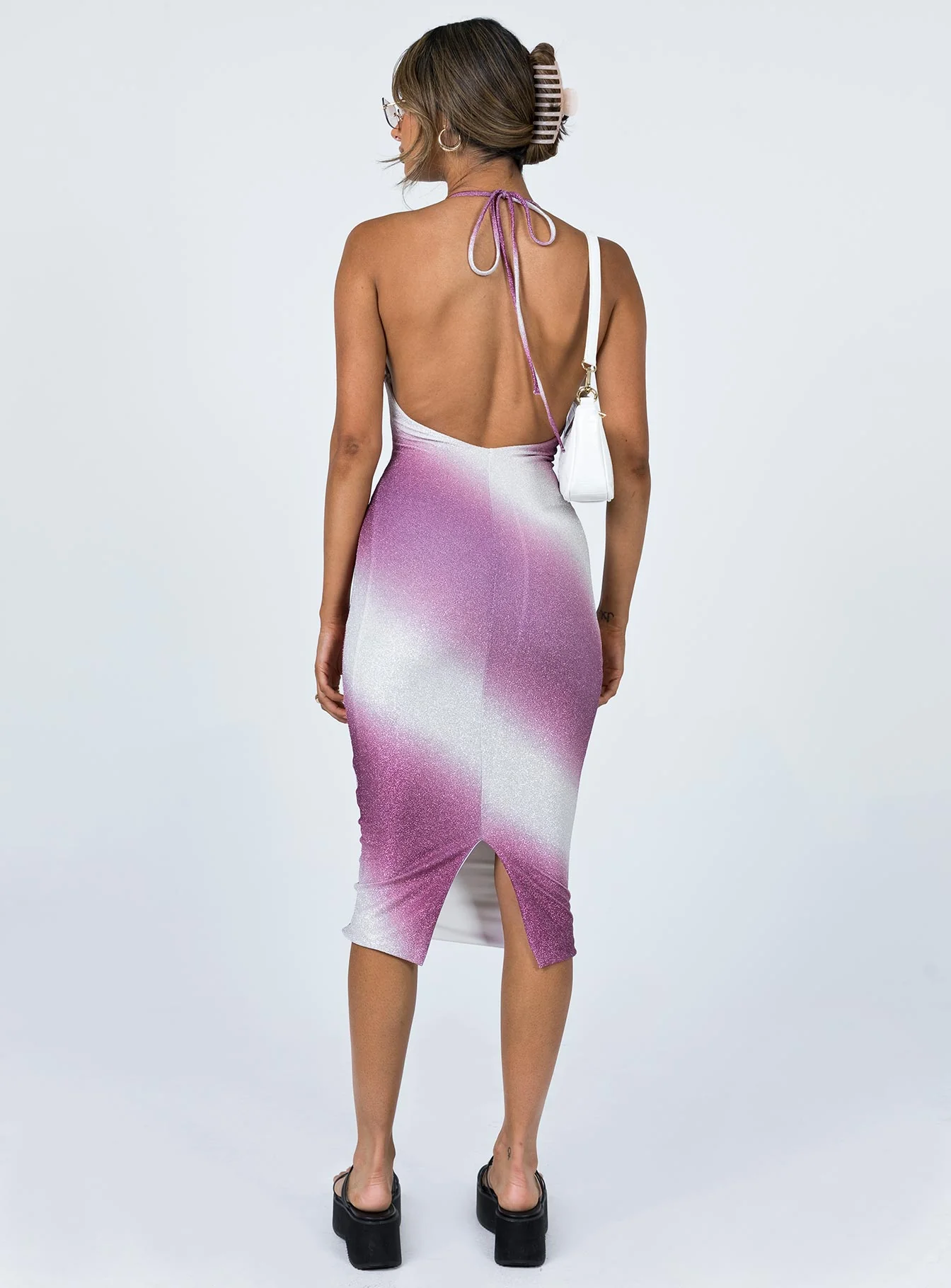 Alexa Midi Dress Purple / White