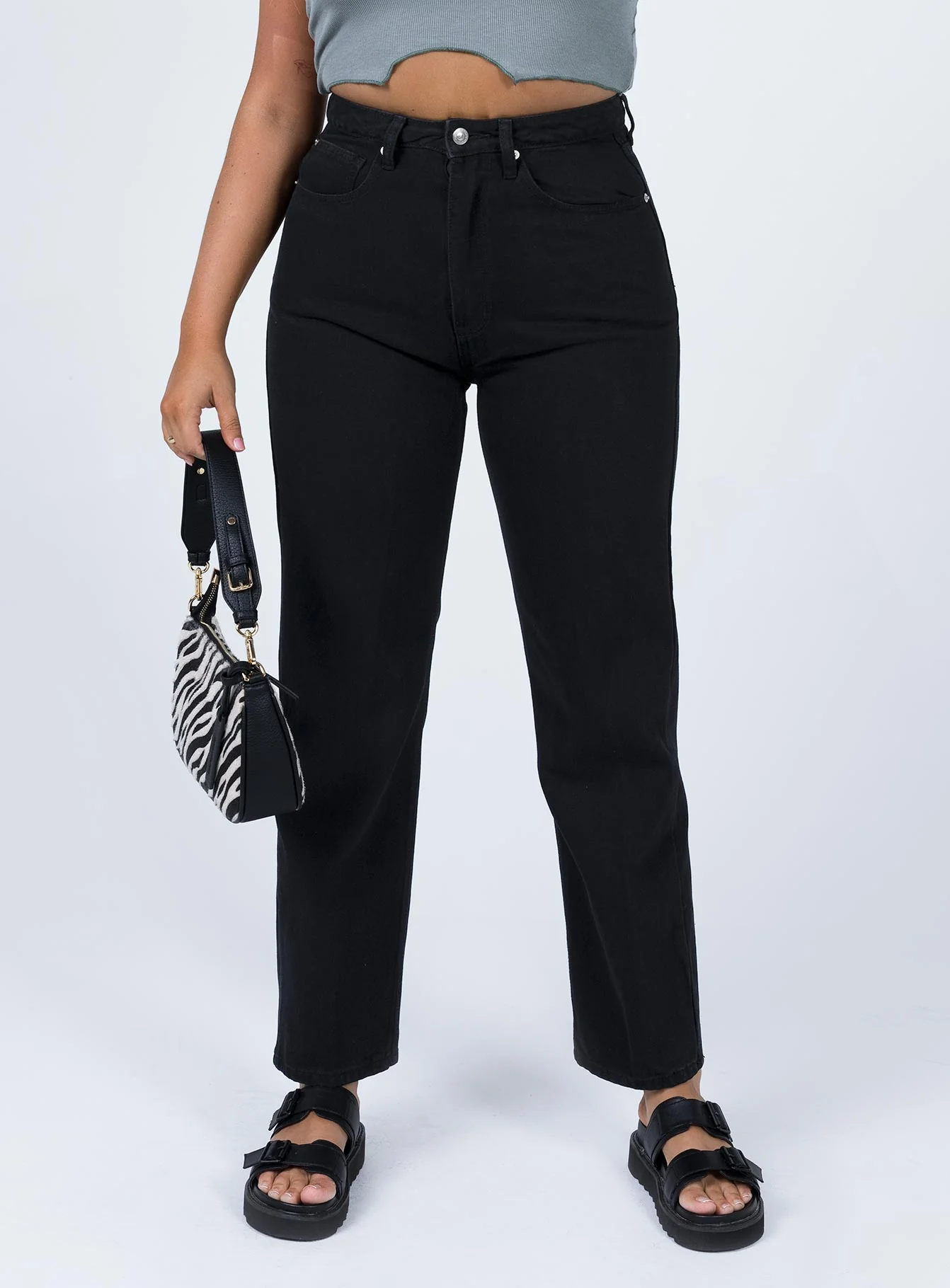 Lana Highrise Straight Leg Jeans Black