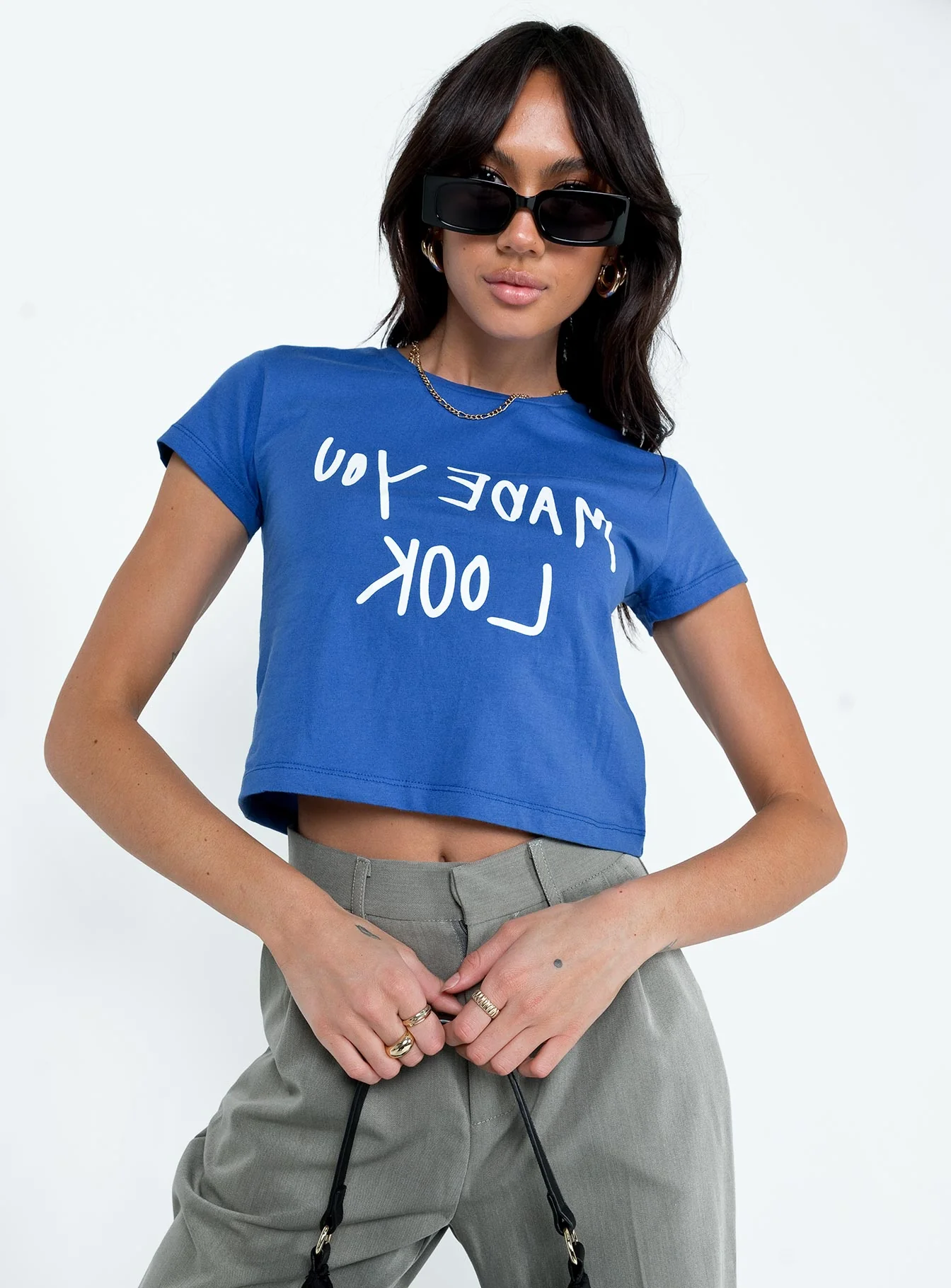 Made You Look Shrunken Tee Blue
