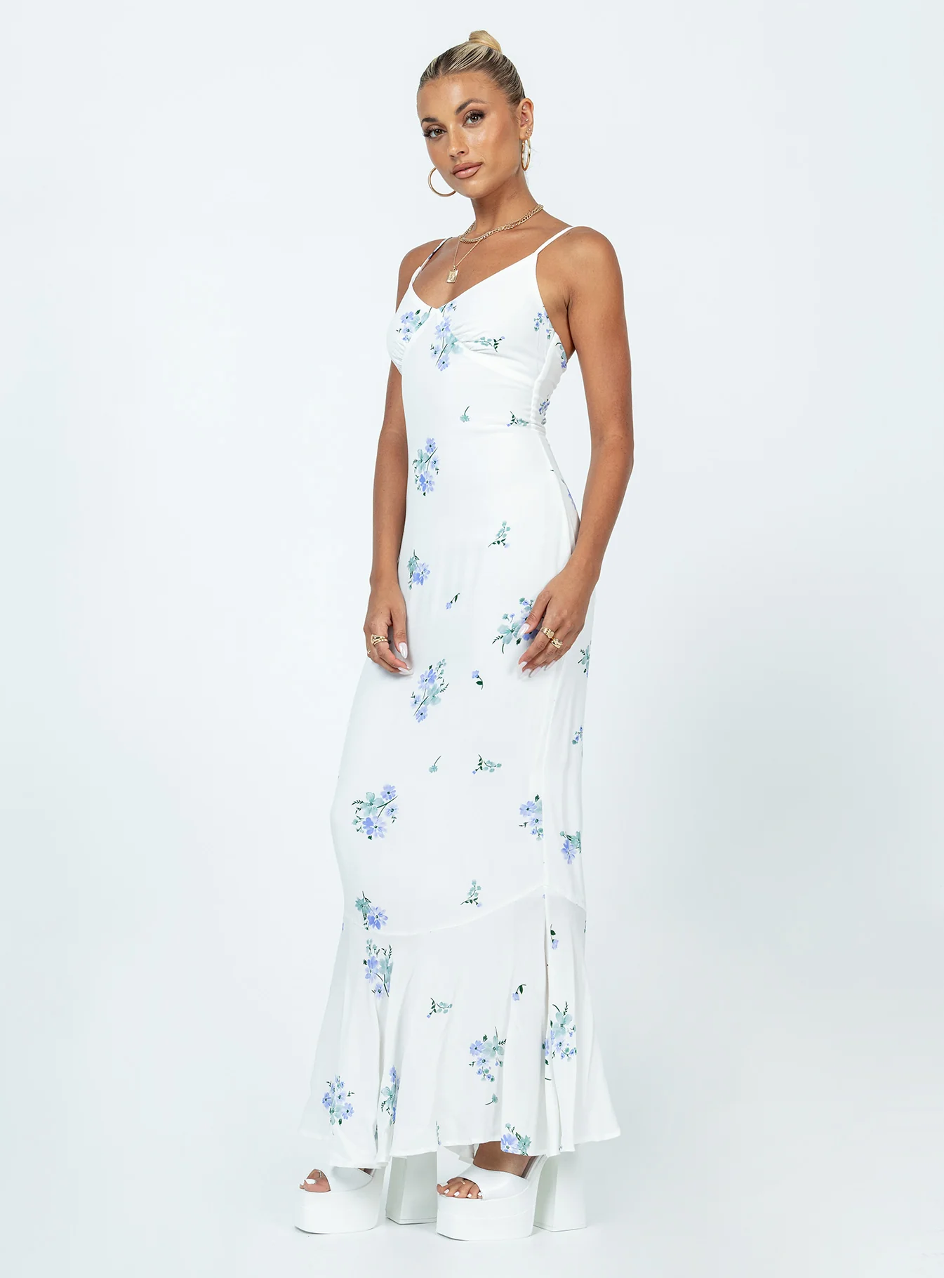 Sing Along Maxi Dress White / Blue