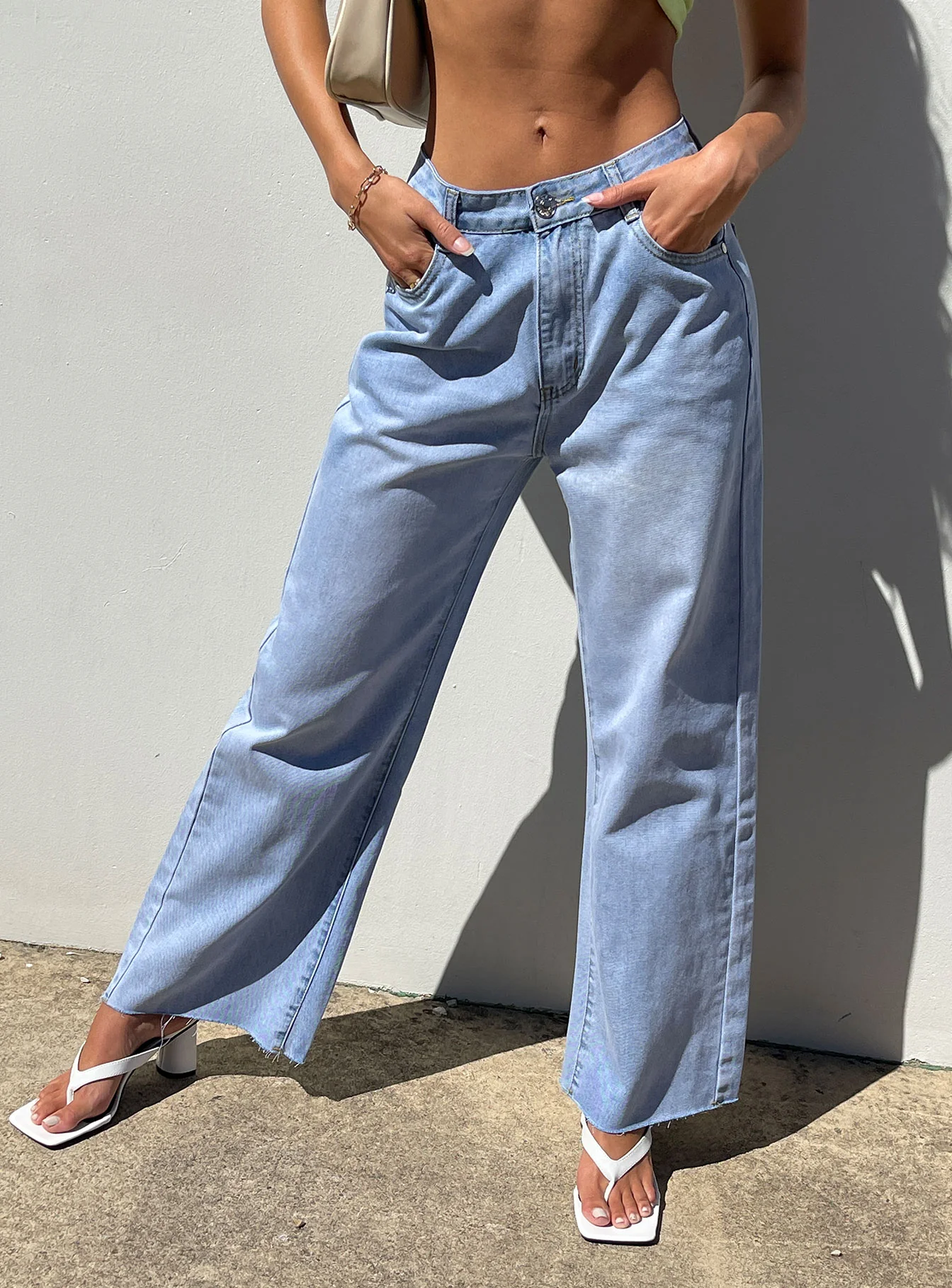 Cece Hammer Wide Leg Jeans Vintage Blue Denim