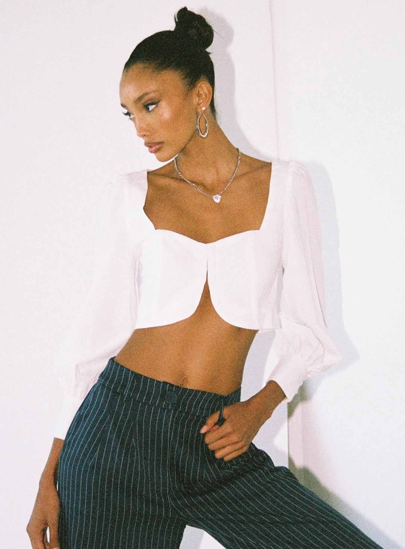 Della Long Sleeve Top White