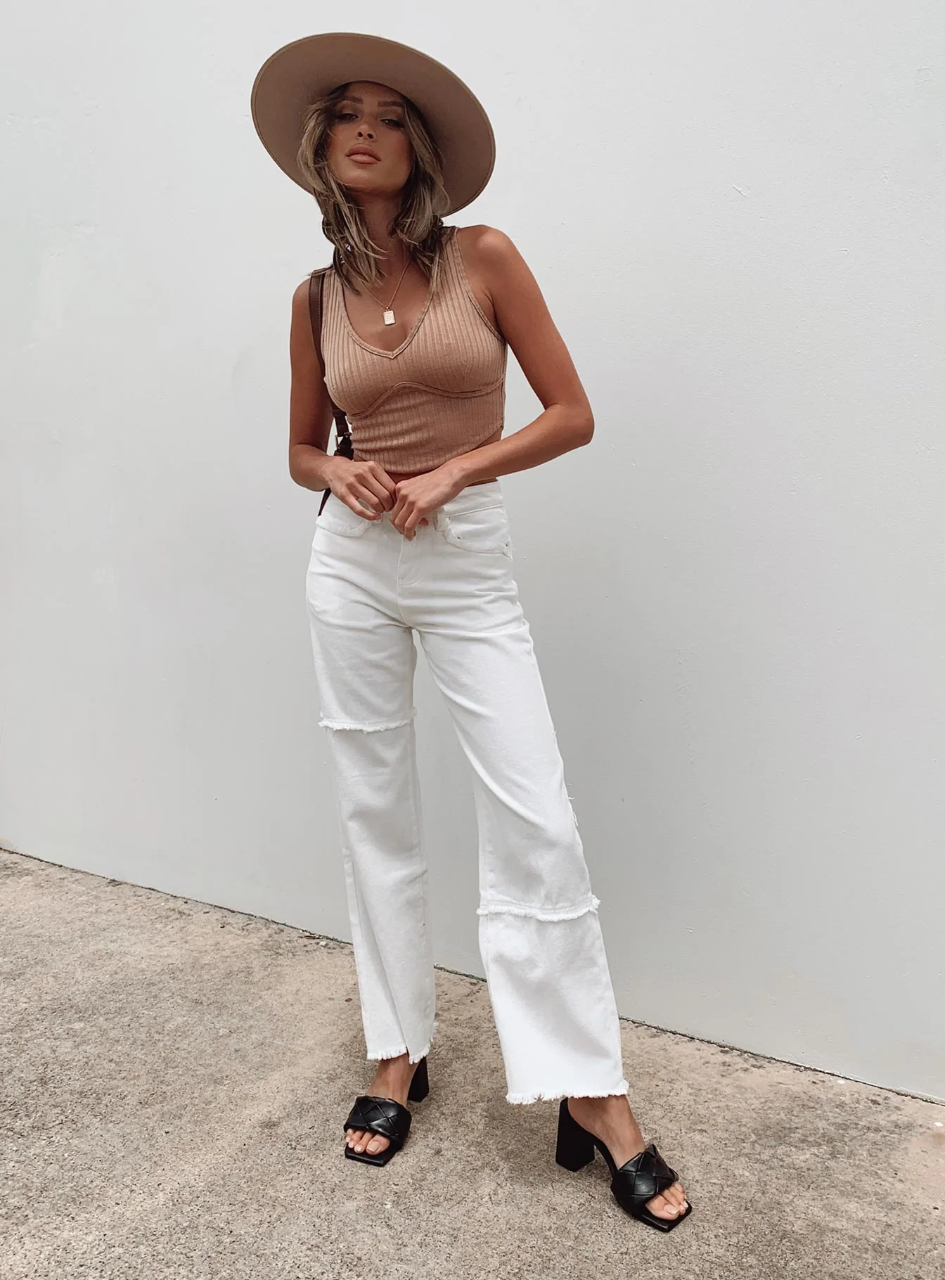 Outcast Straight Leg Panel Jeans White