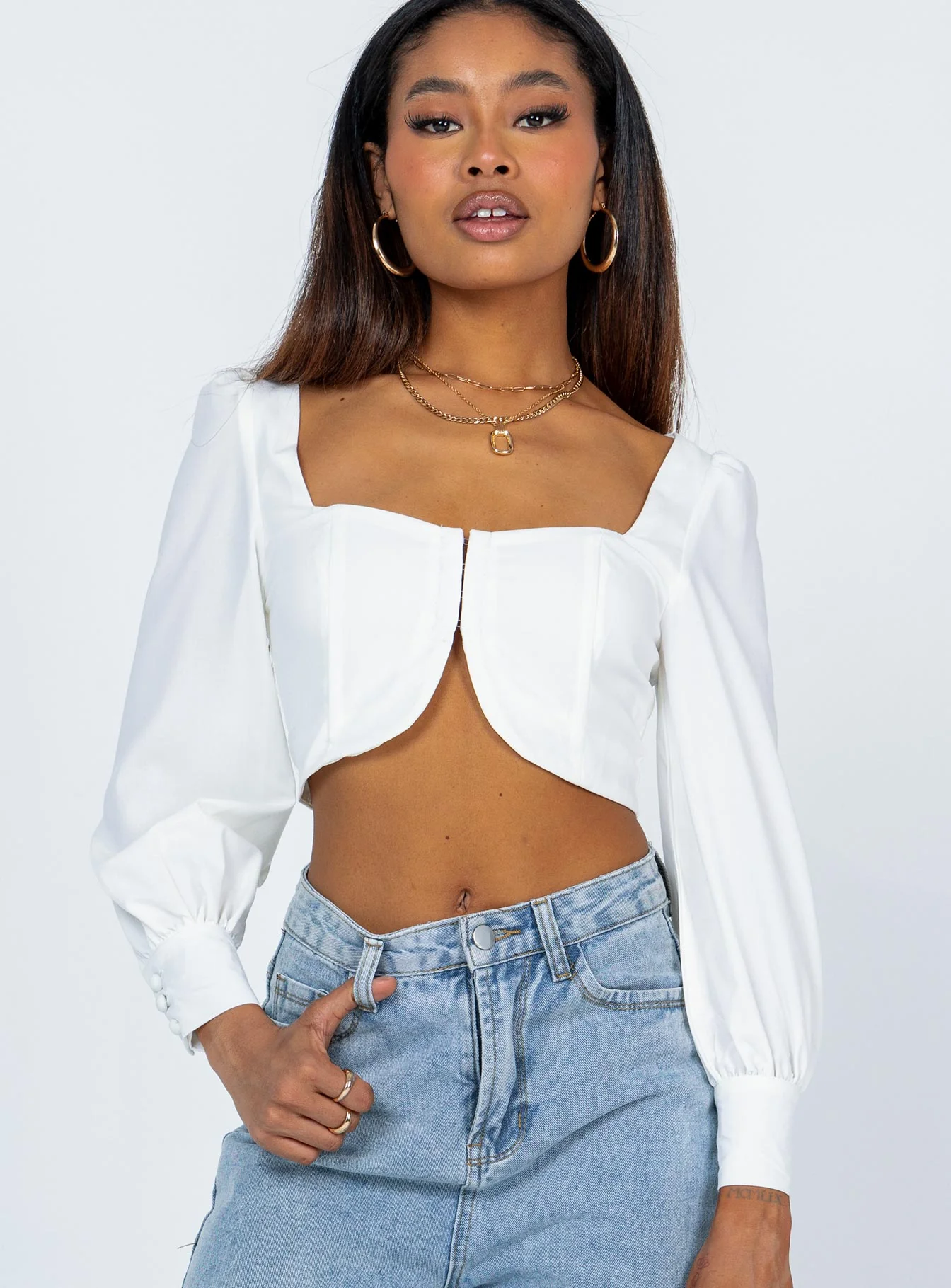 Della Long Sleeve Top White