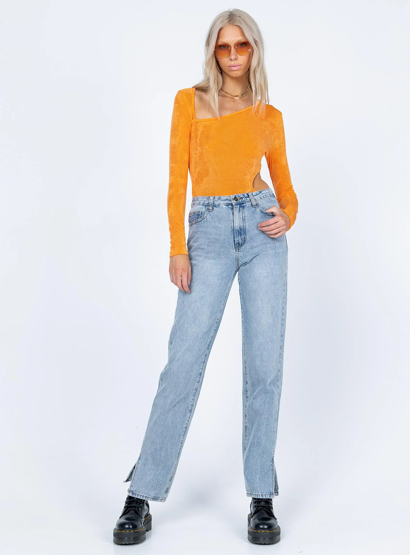 Maira Long Sleeve Bodysuit Orange