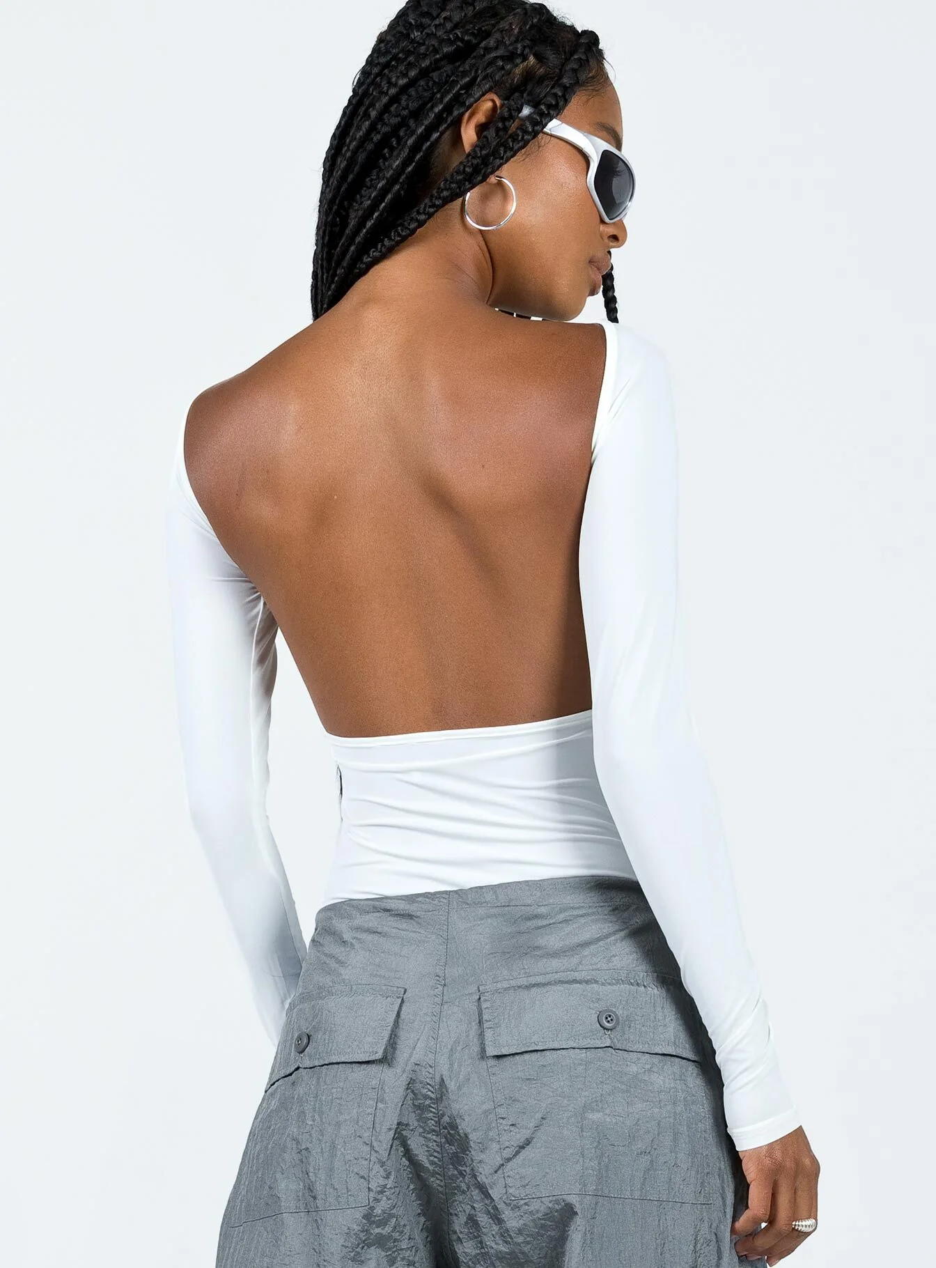 Gatewood Eco Nylon Long Sleeve Bodysuit White