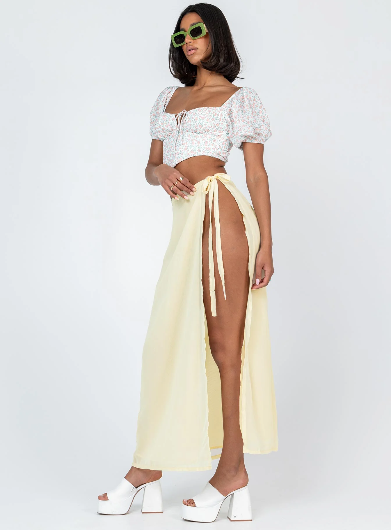 Tie Breaker Maxi Skirt Yellow