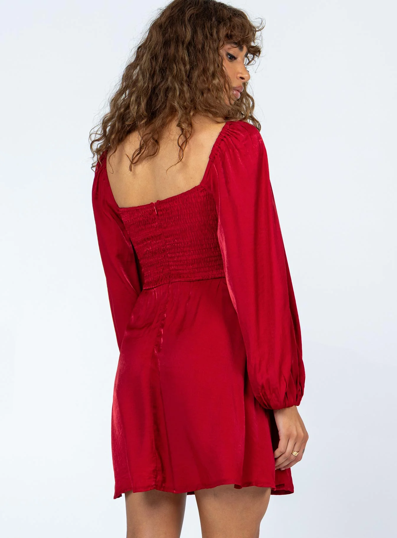 Julie Long Sleeve Mini Dress Red