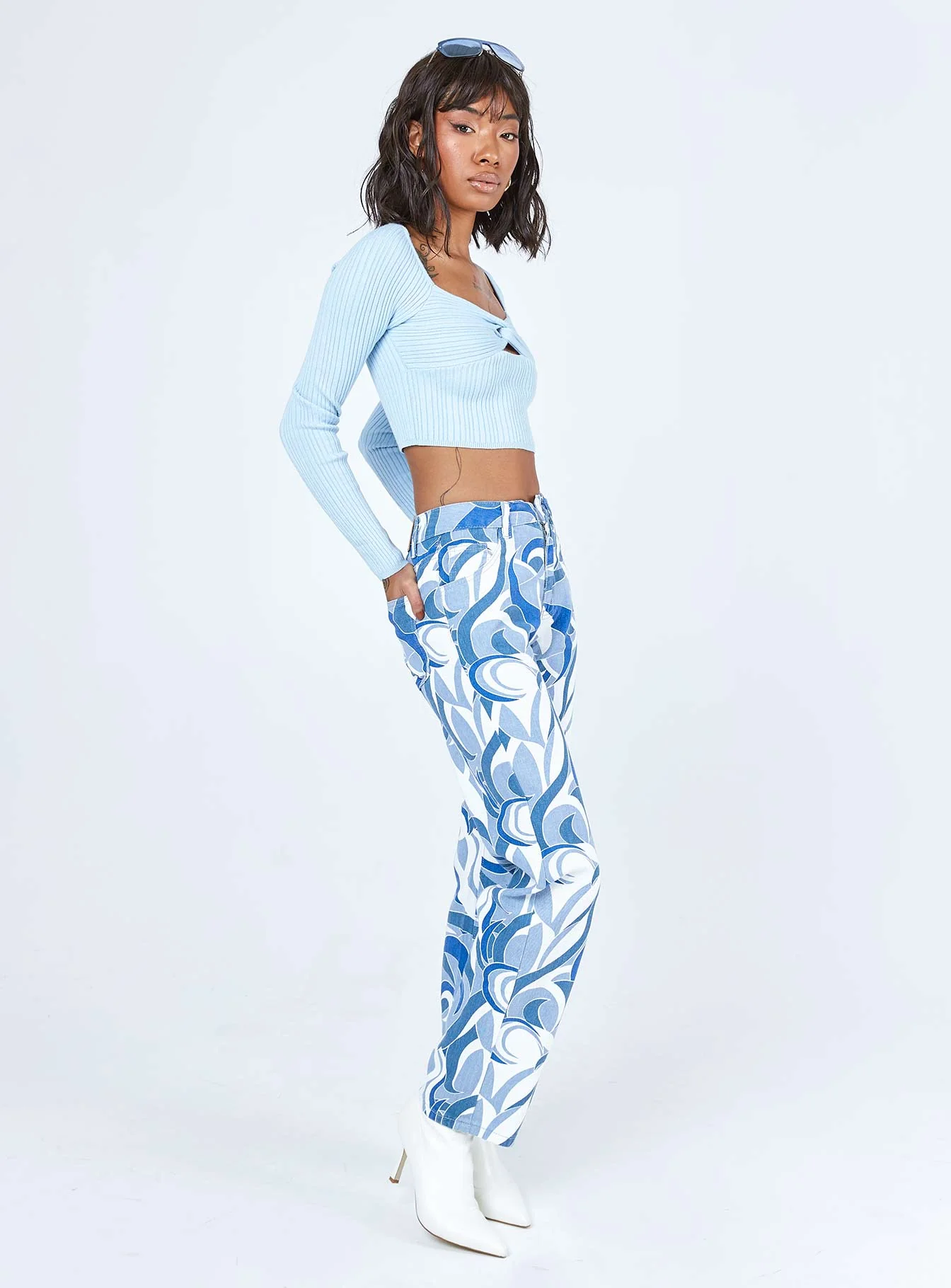 Marbella Wide Leg Denim Jeans Blue