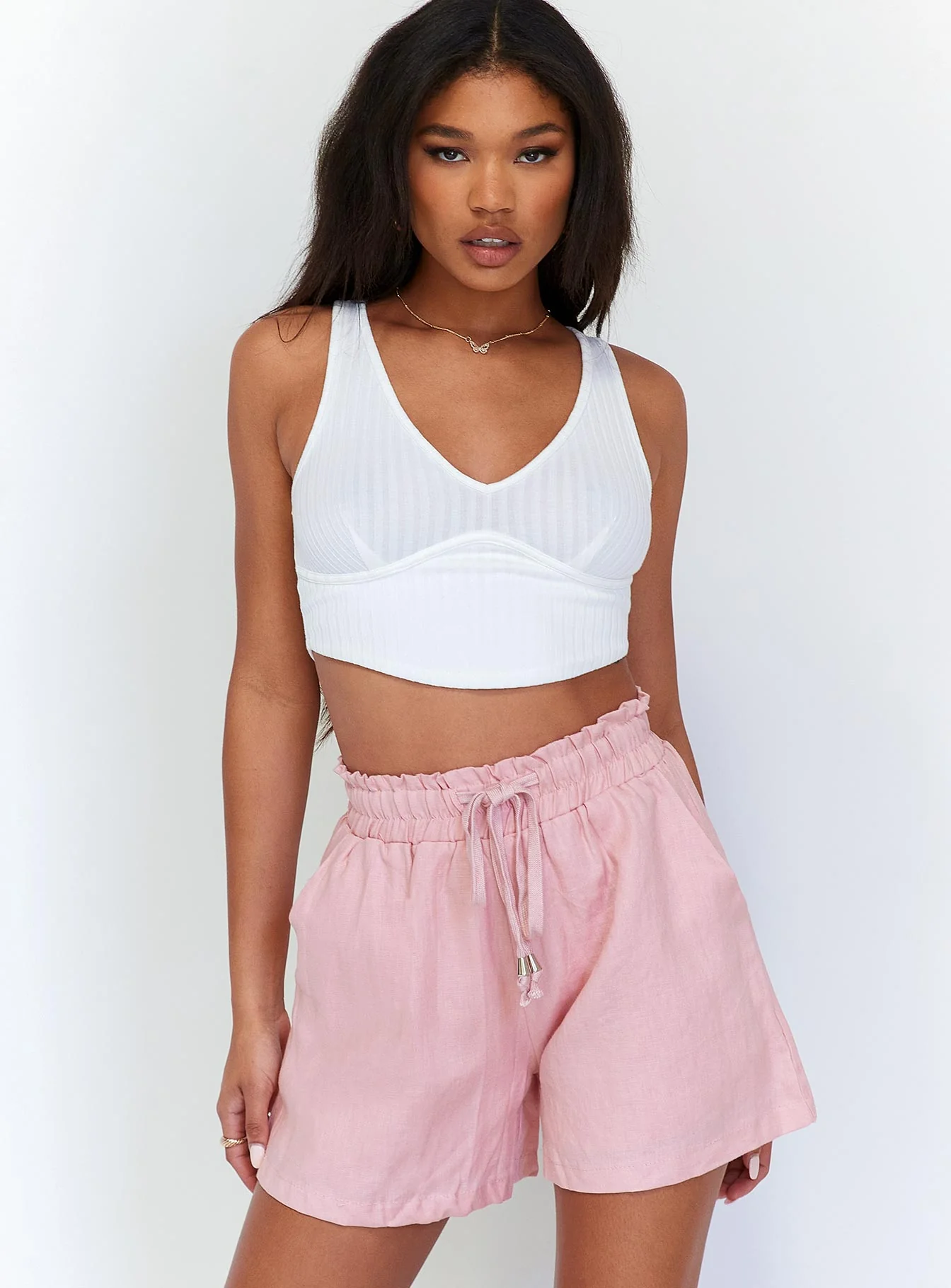 Mary Linen Shorts Pink