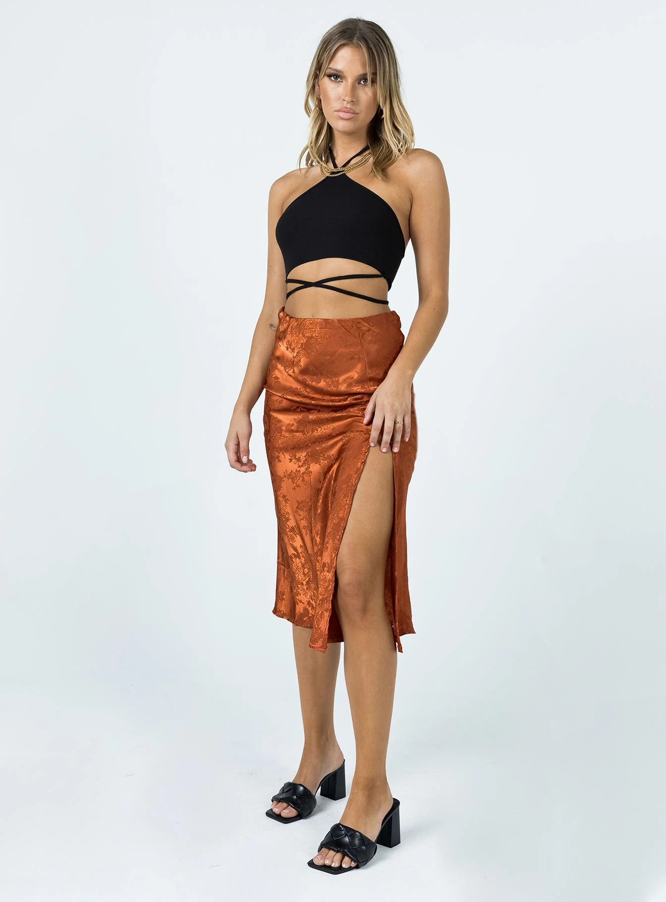Jeannie Midi Skirt Rust