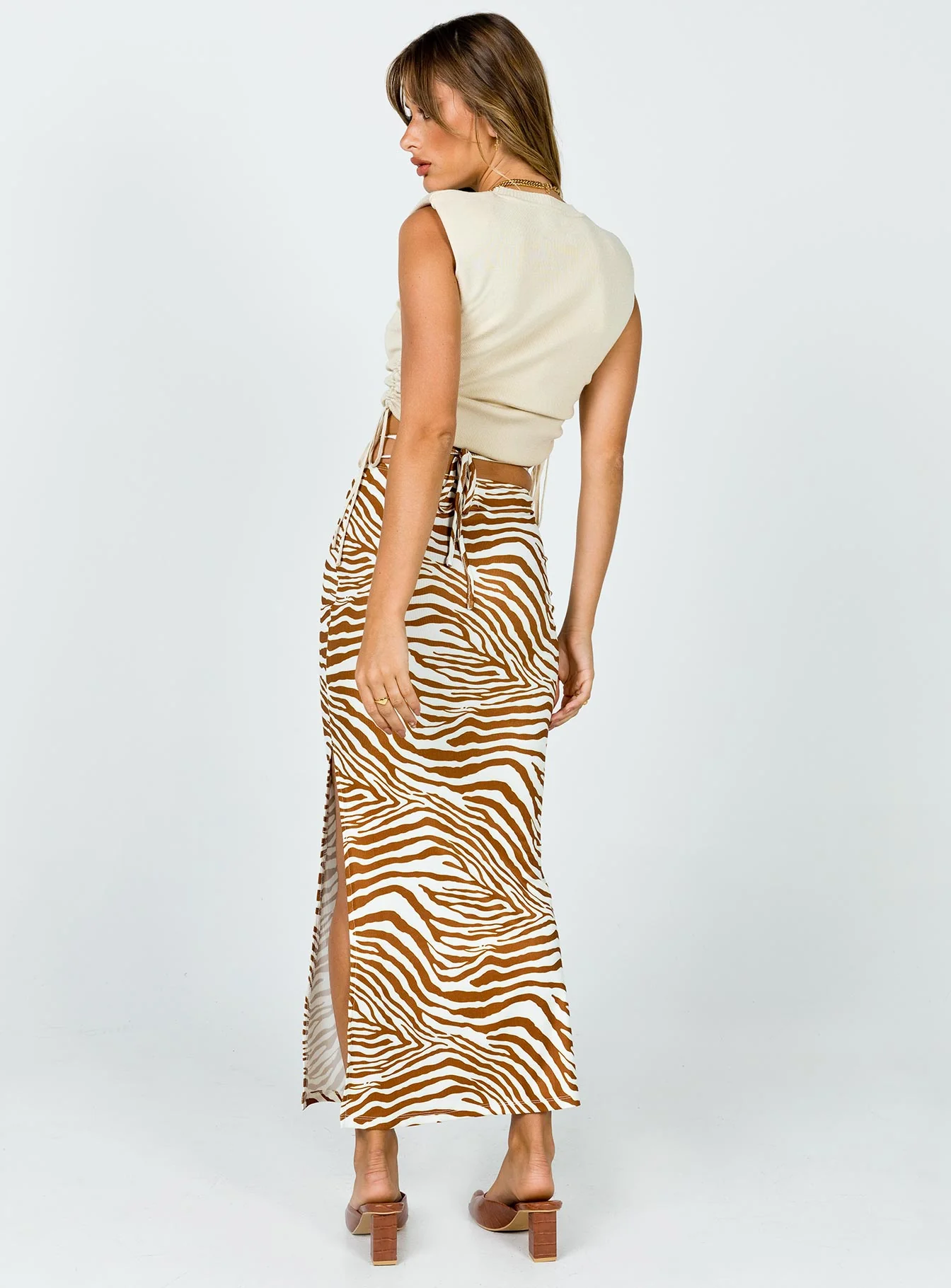 Kody Maxi Skirt Beige Zebra