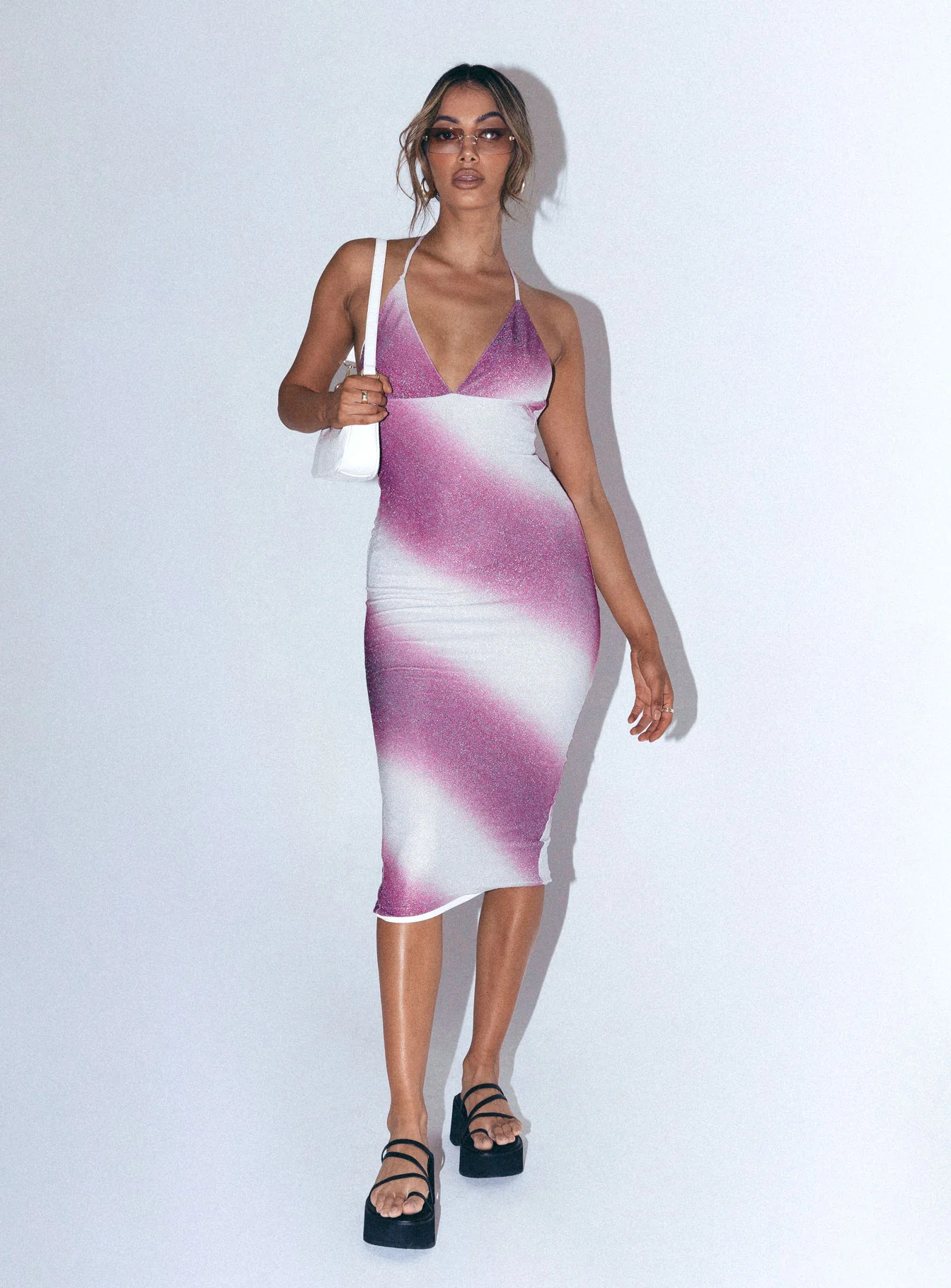 Alexa Midi Dress Purple / White