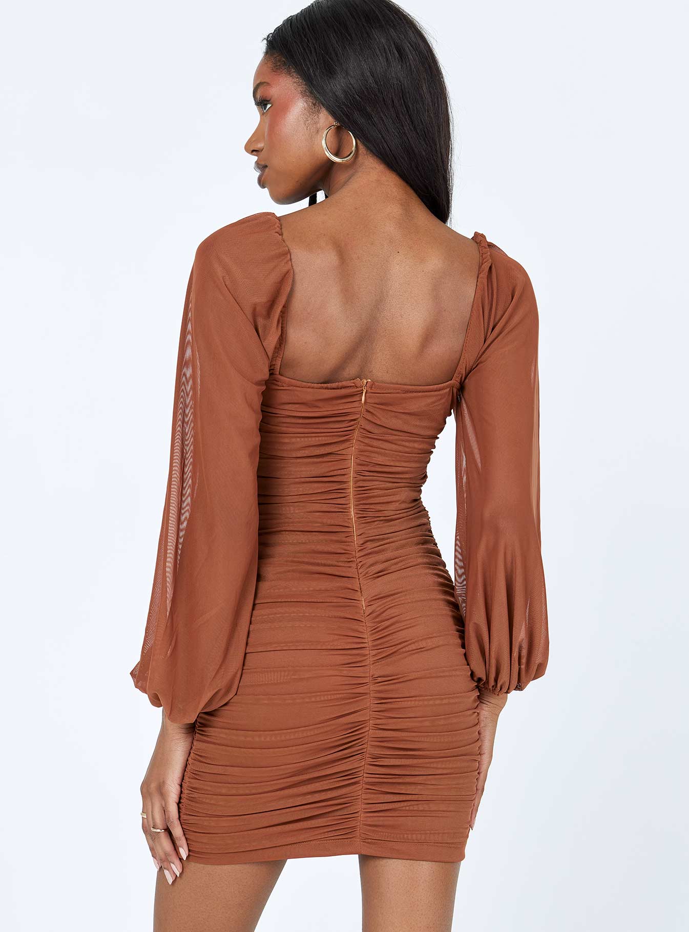 Courtney Long Sleeve Mini Dress Brown