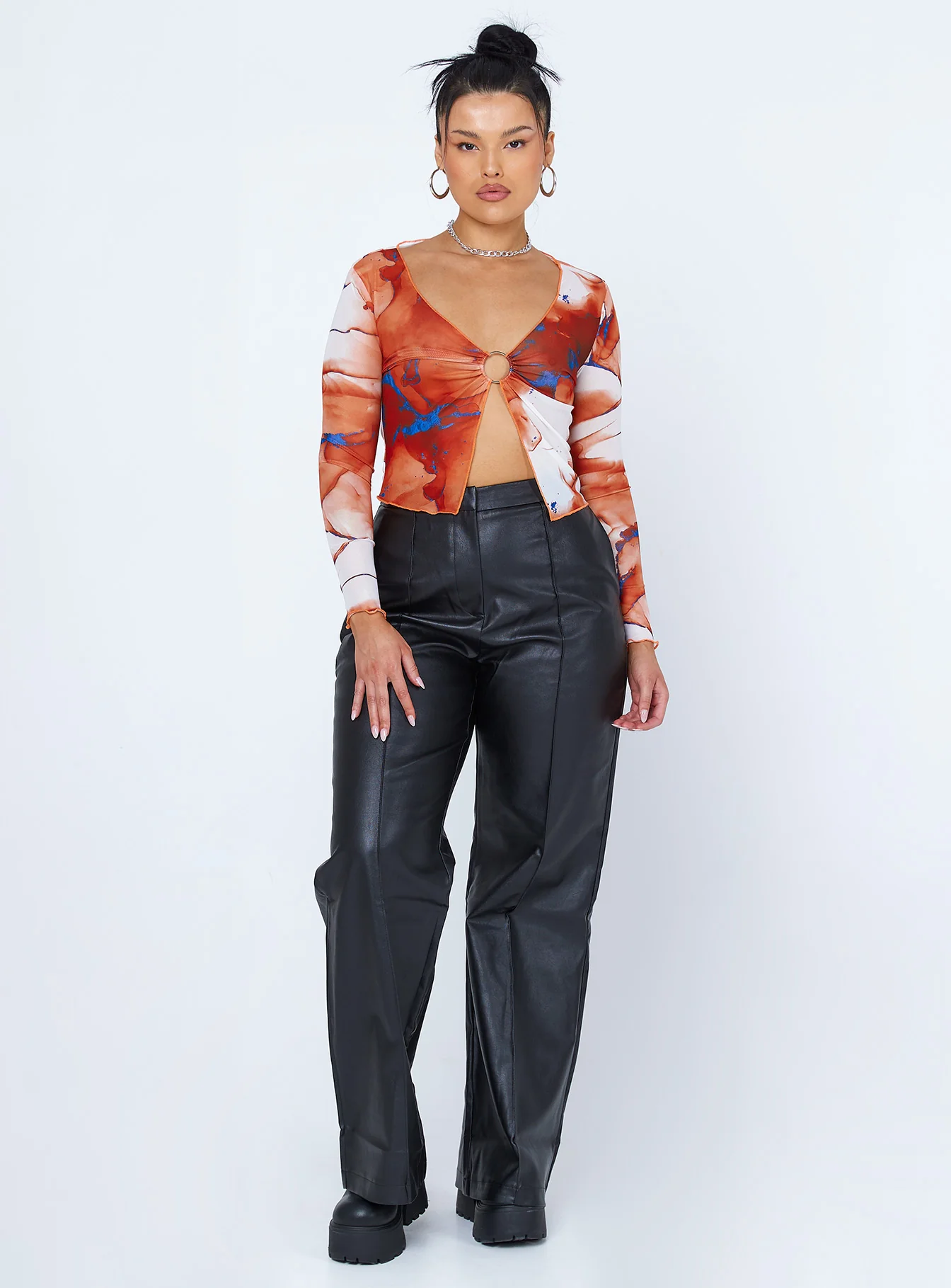 Kaden Long Sleeve Top Red Multi