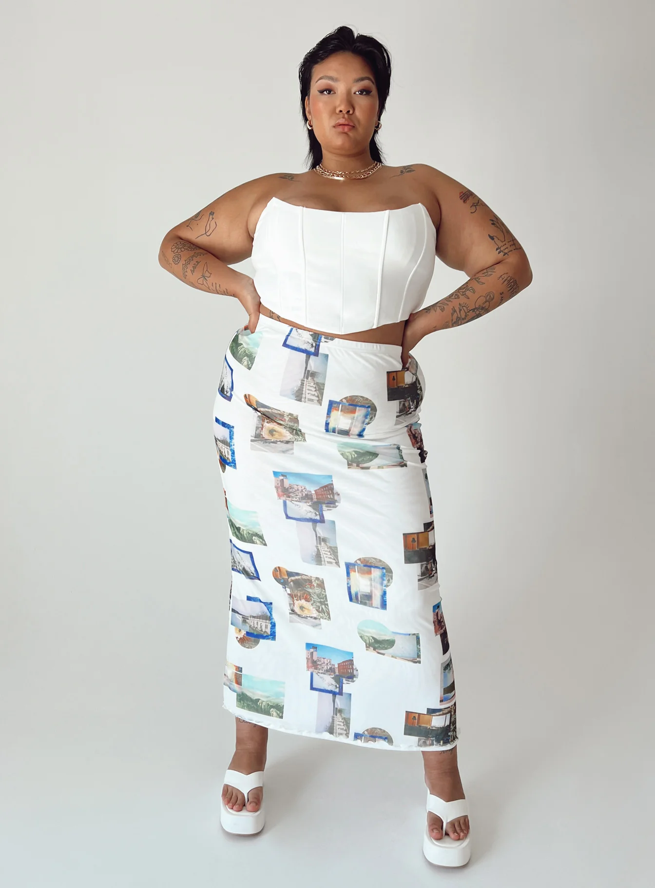 Through My Eyes Maxi Skirt White Curve