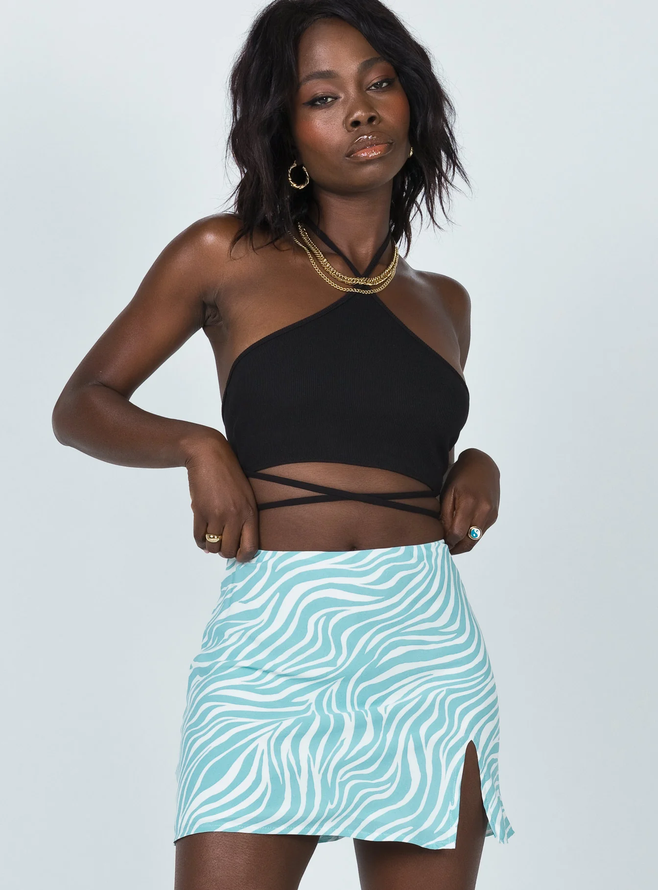 Julia Mini Skirt Blue / White