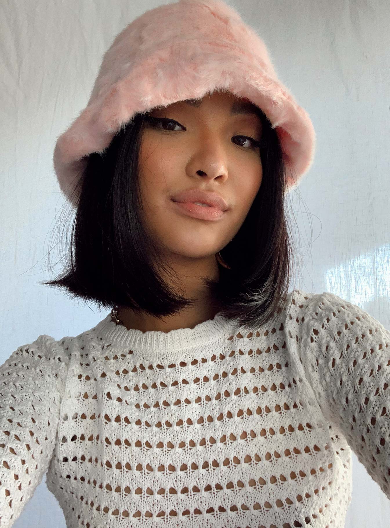 Delvey Fluffy Hat Pink