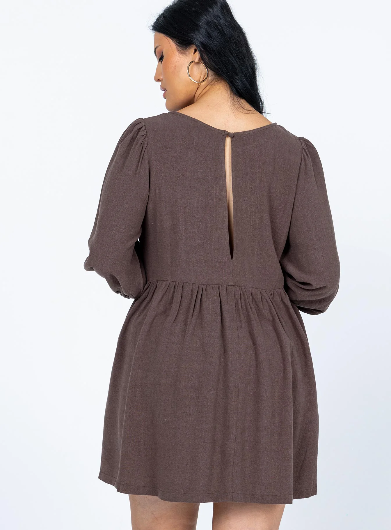 Mabel Long Sleeve Mini Dress Brown