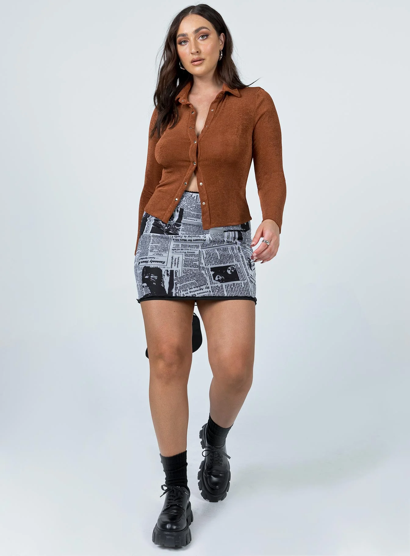 Read The Lines Mini Skirt White