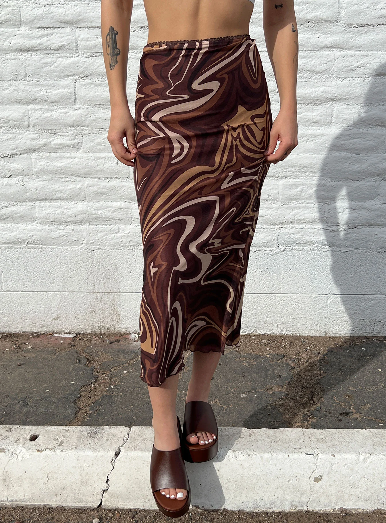Deanna Midi Skirt Brown