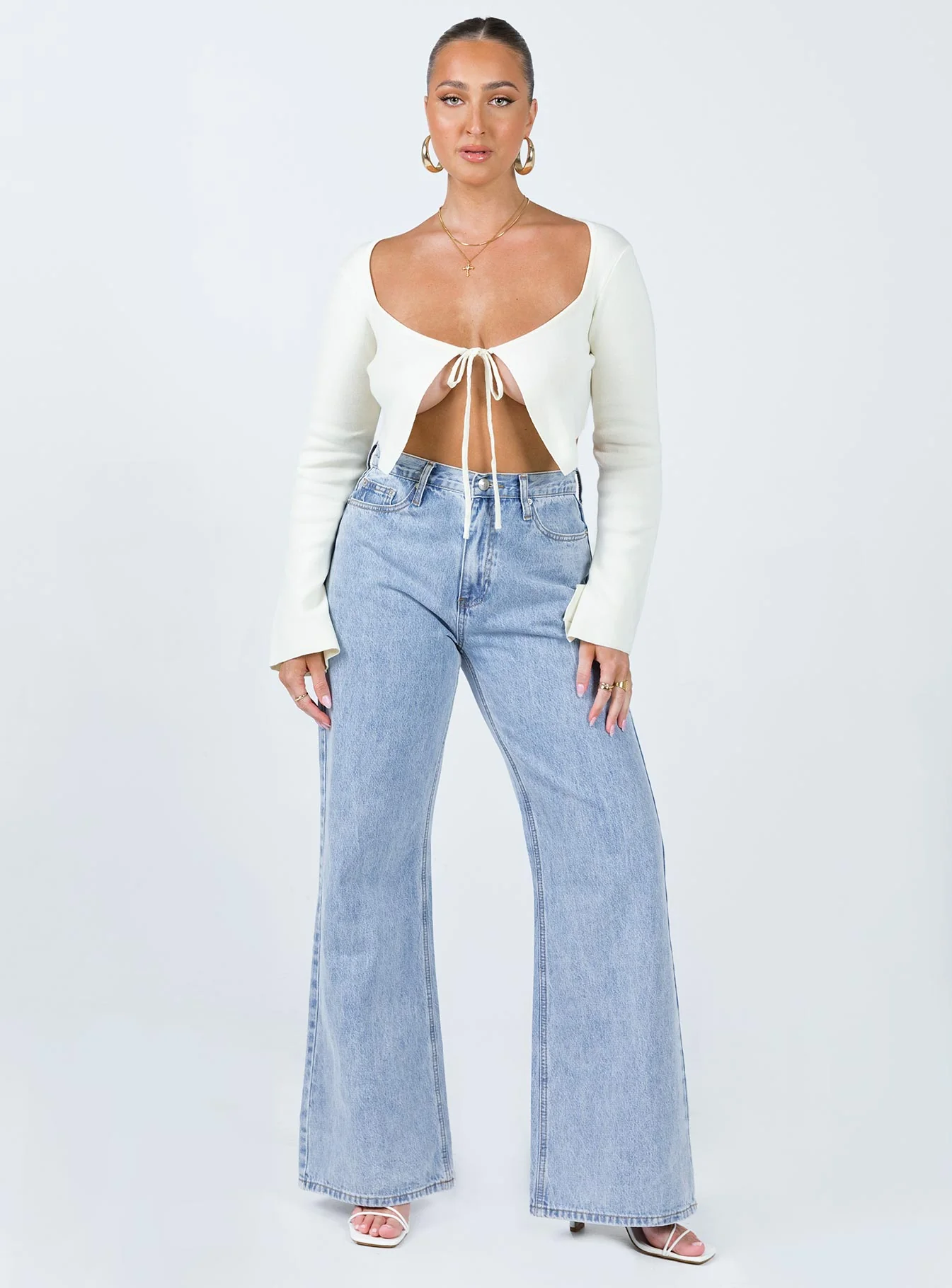 Rosette Knit Top Cream