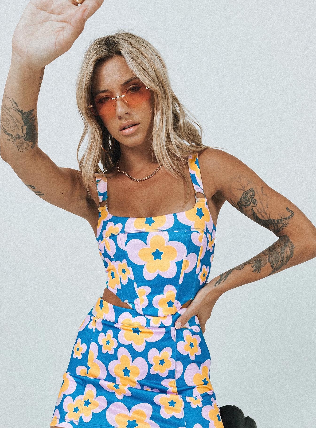 Flower Child Corset Blue Multi