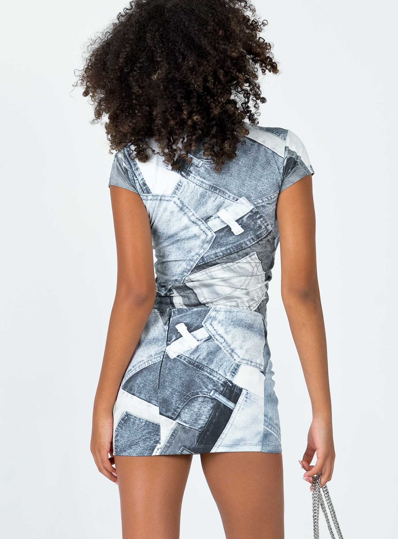 Motel Ina Mini Skirt Denim Pocket Blue