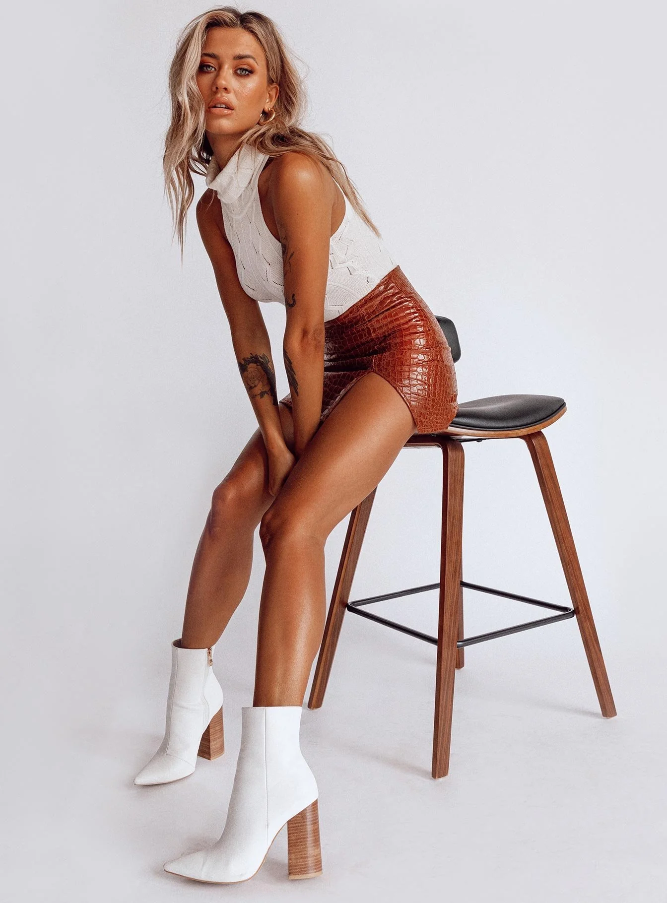 The Wren Mini Skirt Brown Croc