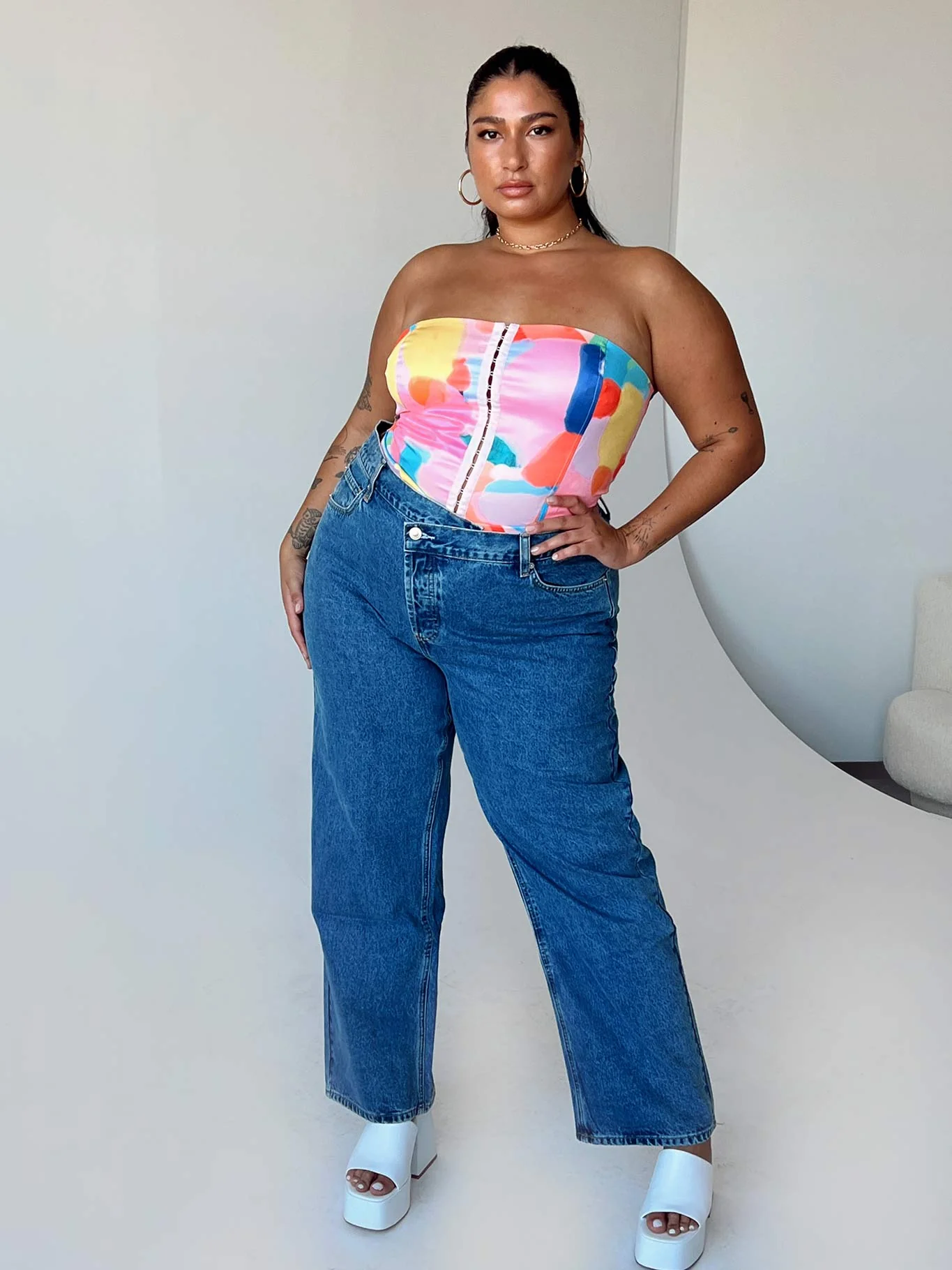 Love All Strapless Top Multi Curve