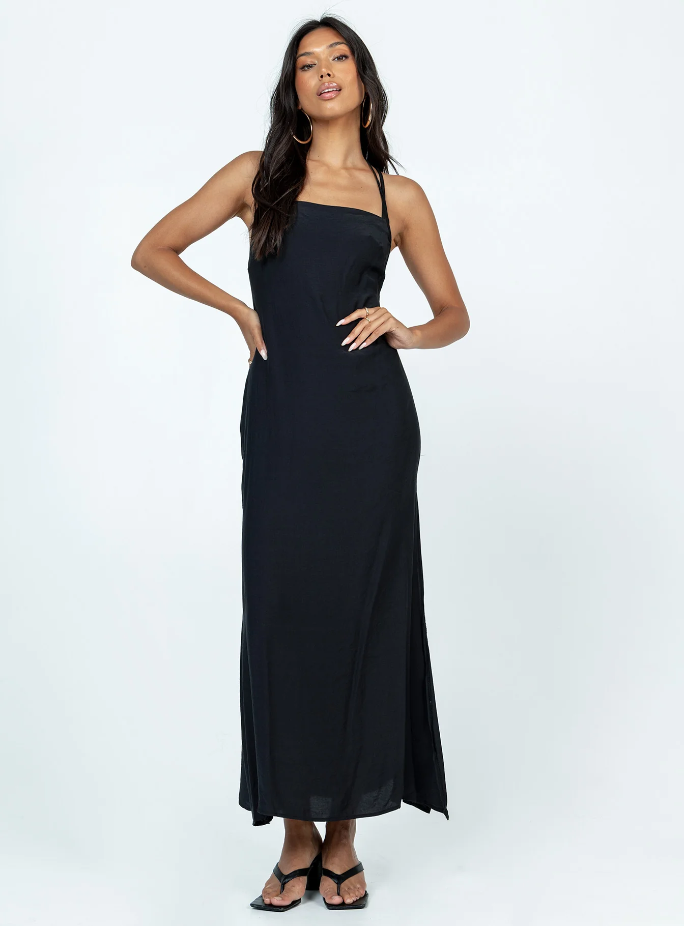 Angela Tie Maxi Dress Black