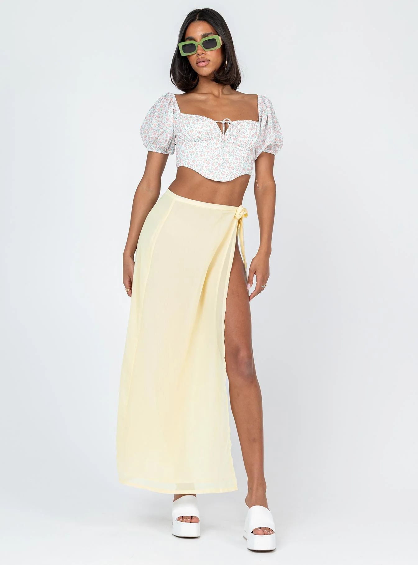 Tie Breaker Maxi Skirt Yellow