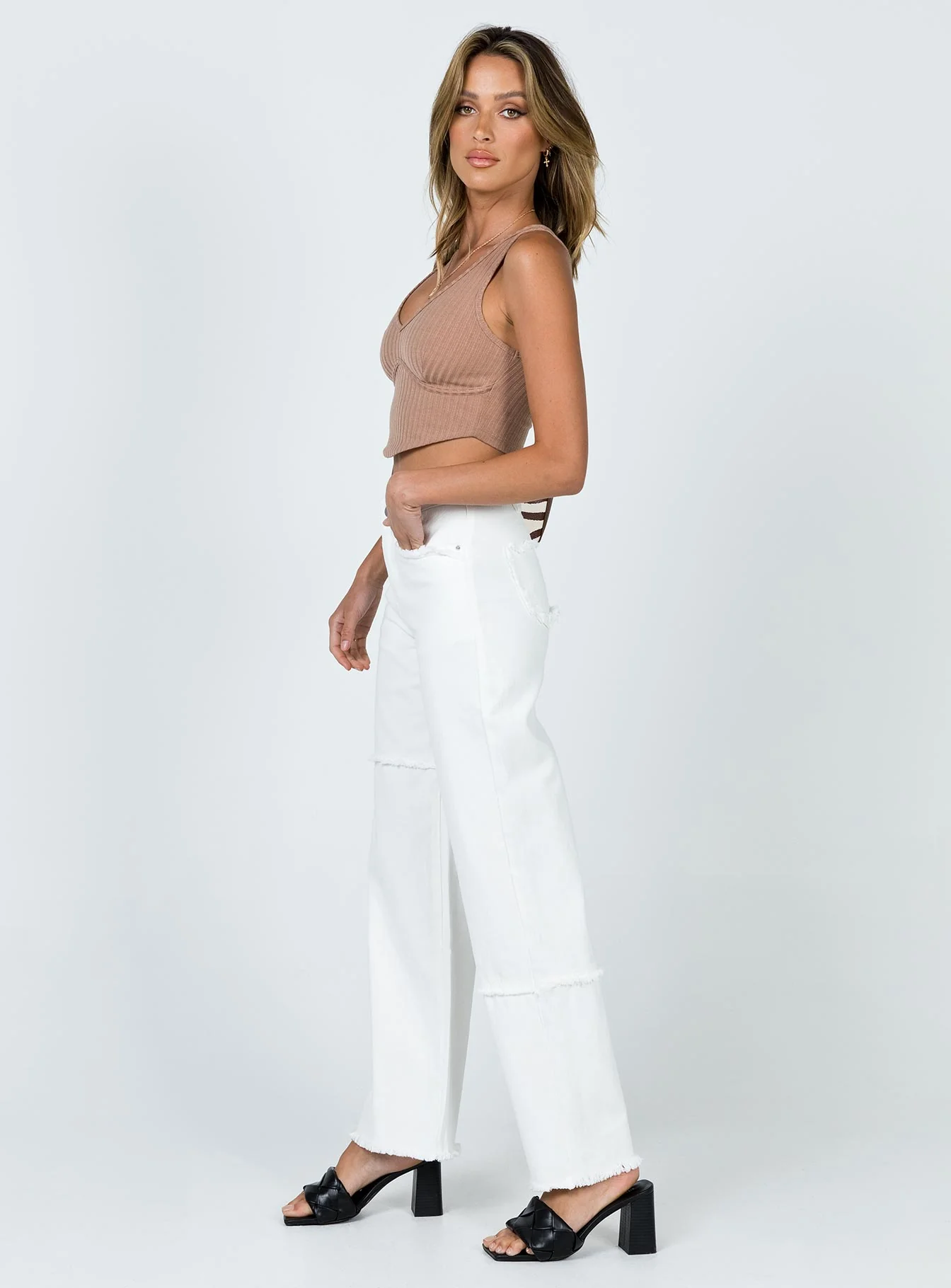 Outcast Straight Leg Panel Jeans White