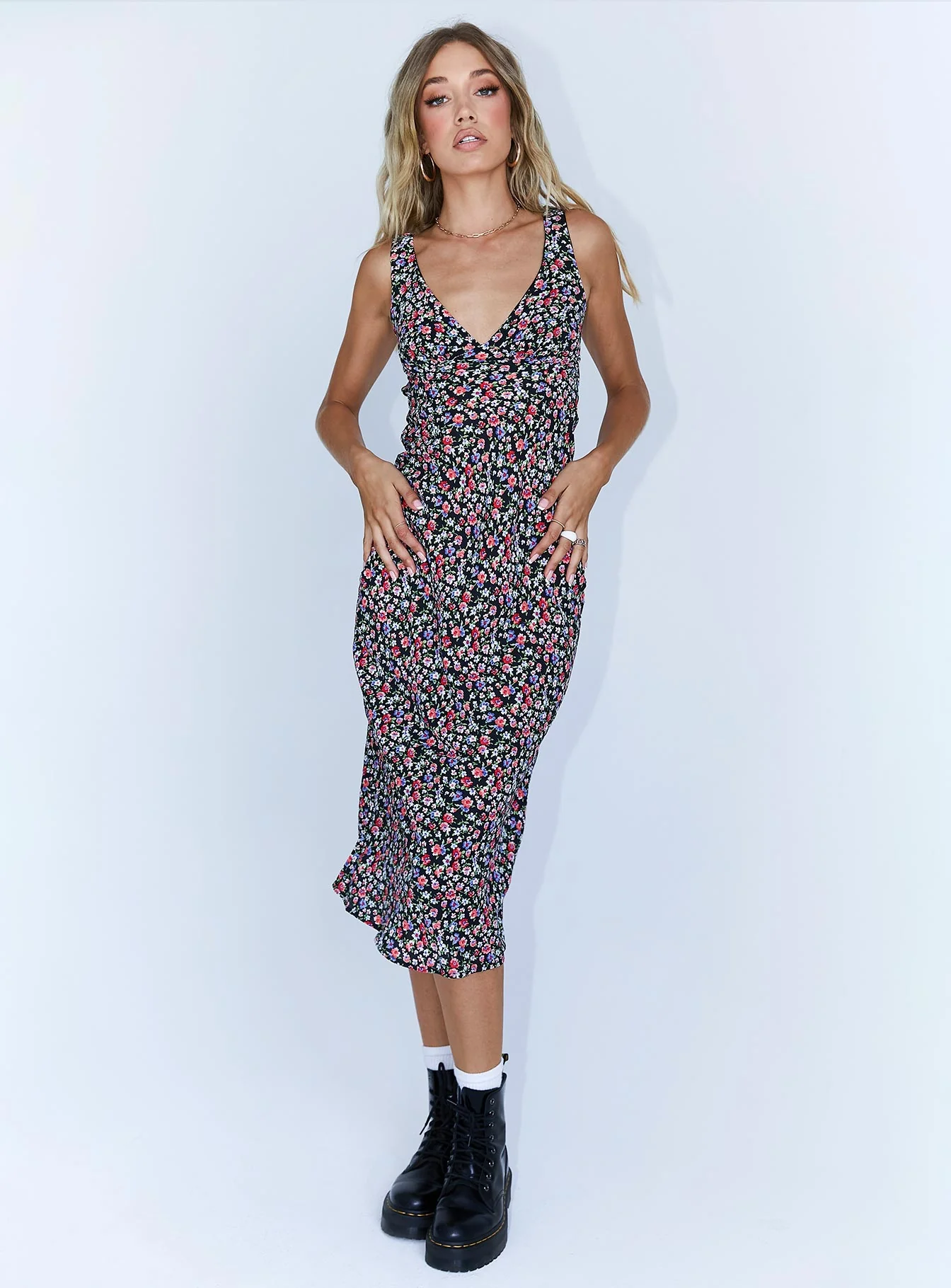 Delta Midi Dress Black Floral