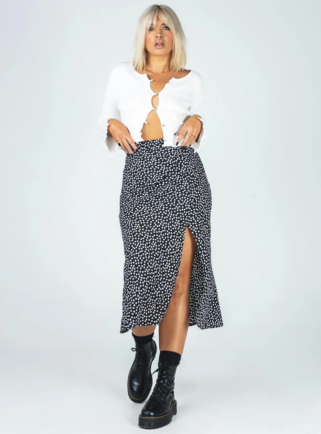 Mabel Midi Skirt Black/White