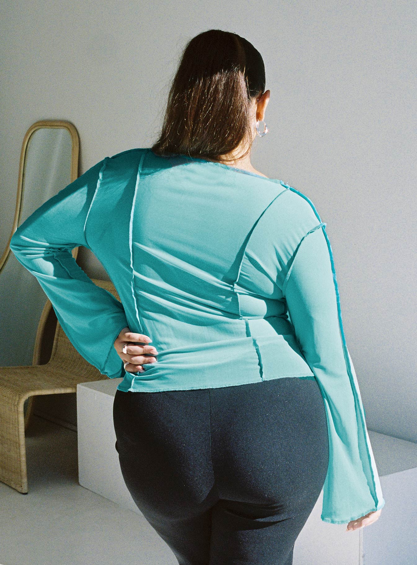 Mereba Long Sleeve Top Blue Curve