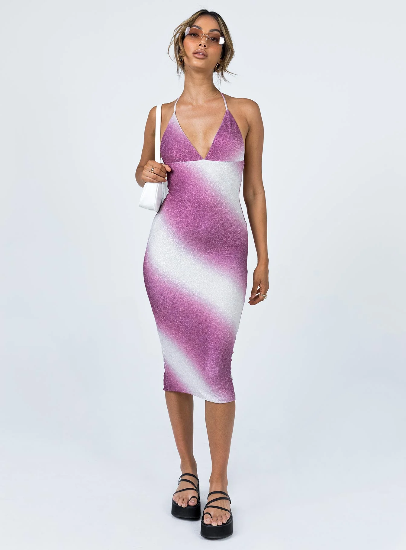 Alexa Midi Dress Purple / White
