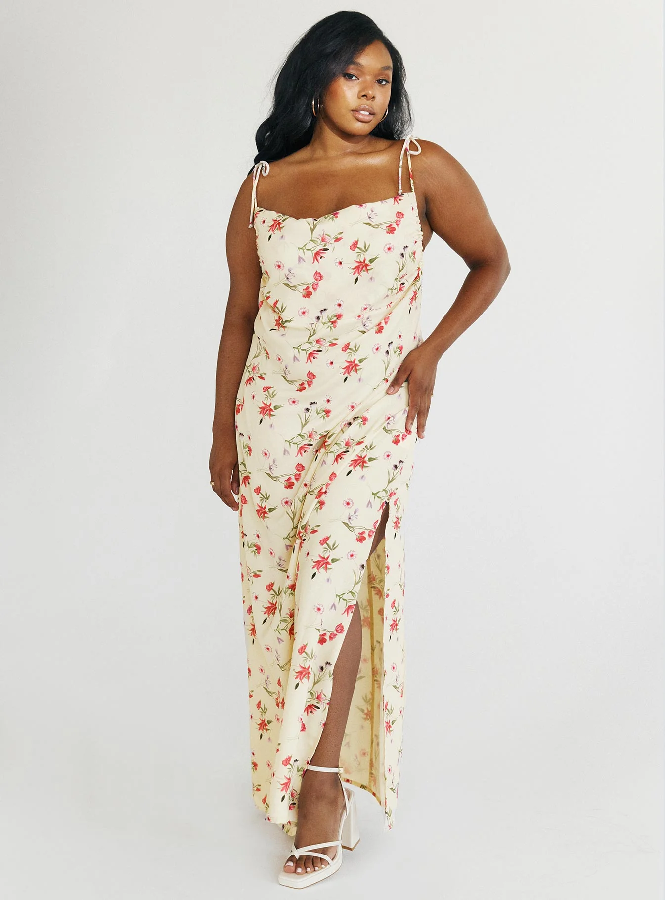 Arness Maxi Dress Yellow Floral Curve