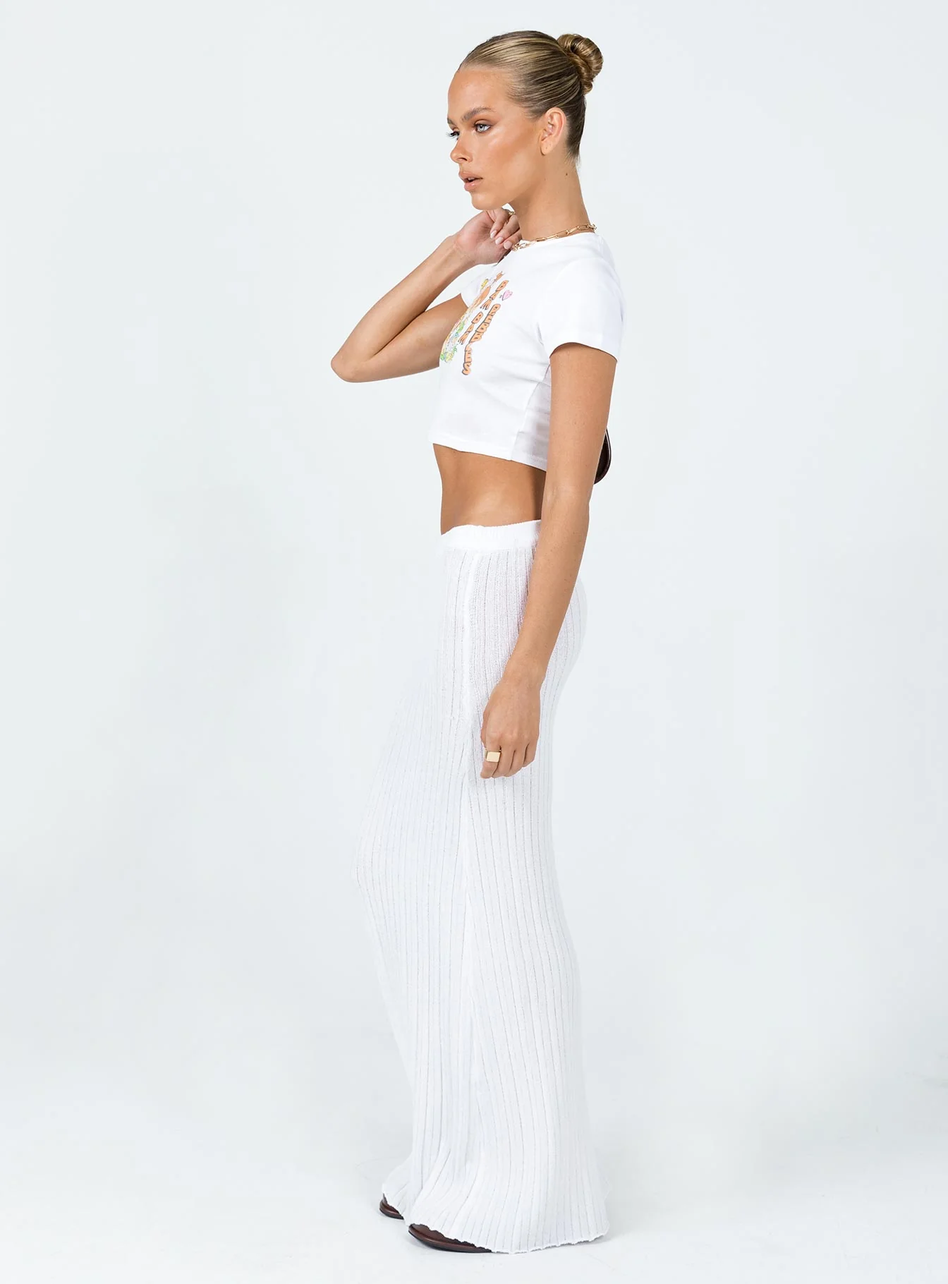 Belle Knit Maxi Skirt White