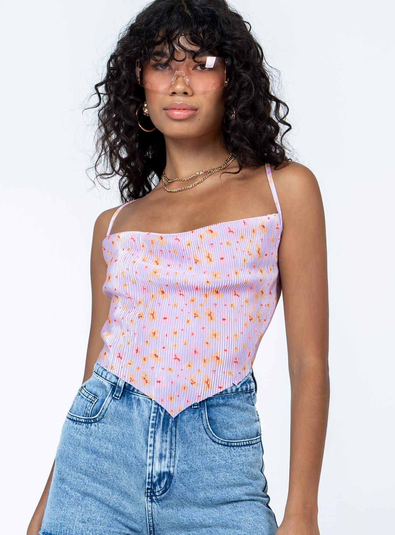 Julia Plisse Top Pink Floral