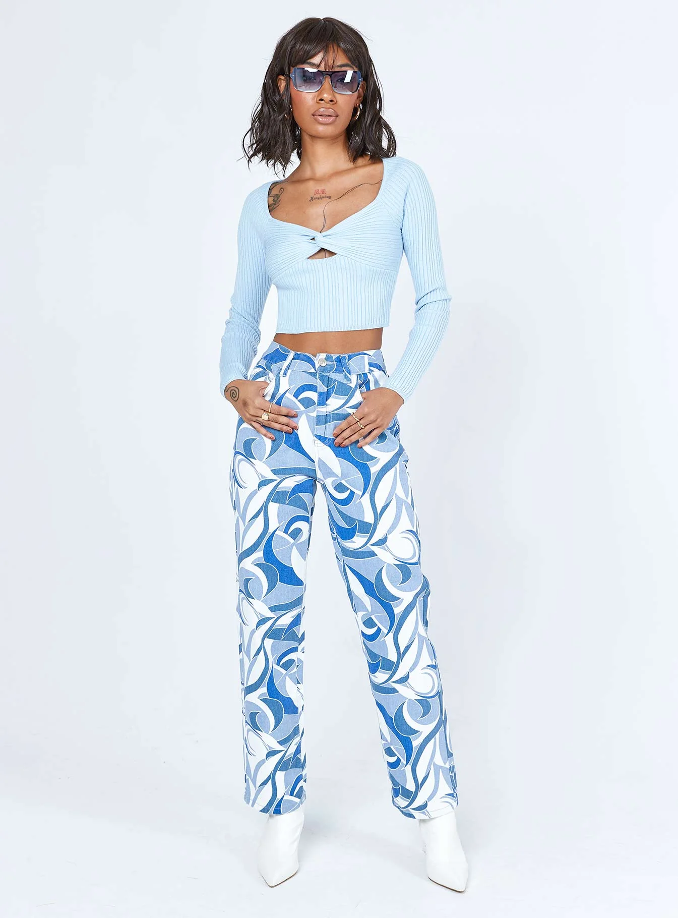 Marbella Wide Leg Denim Jeans Blue