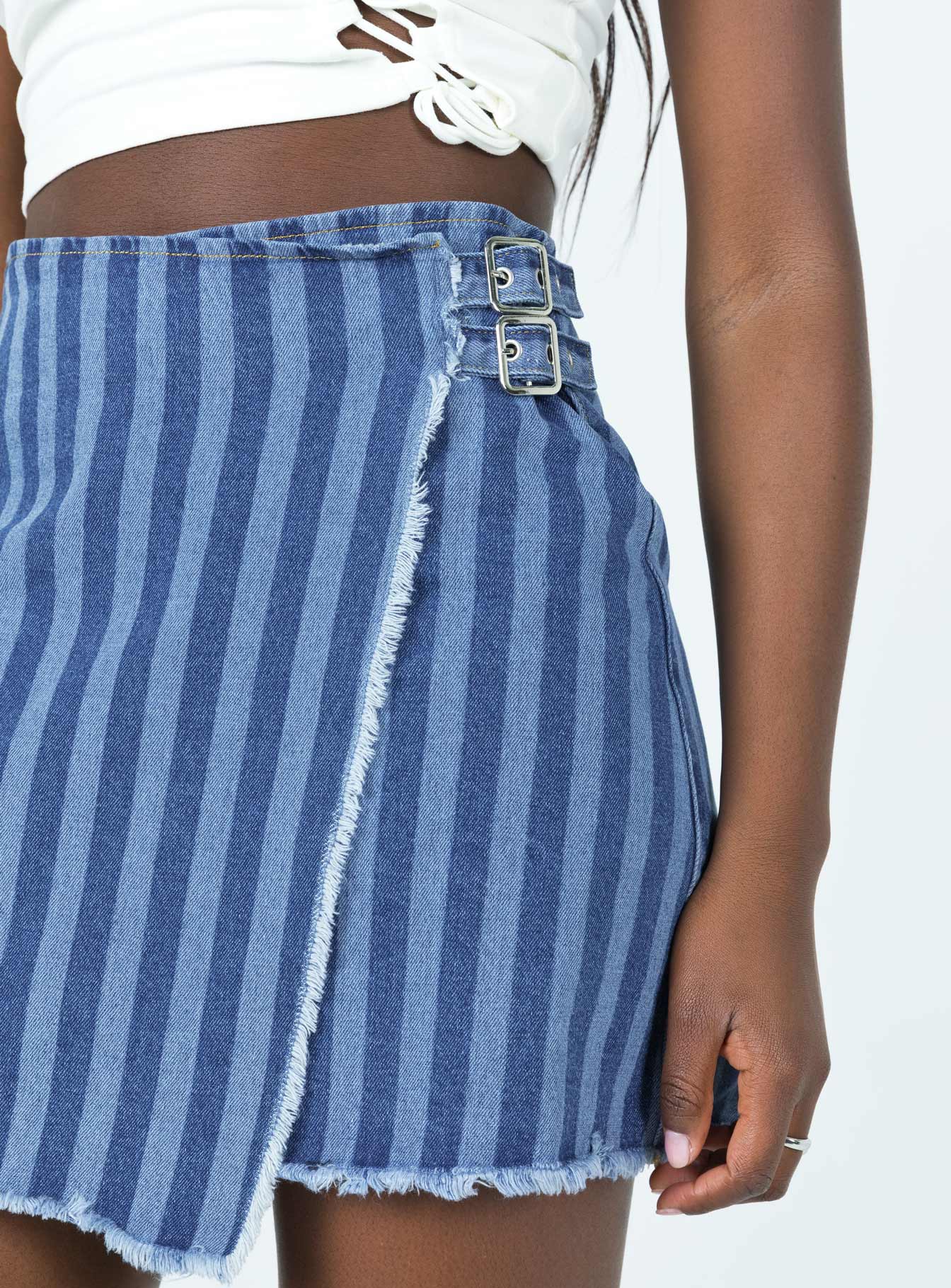 Ariyah Wrap Denim Mini Skirt