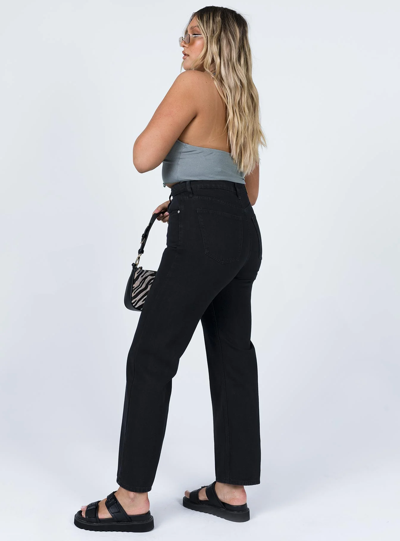 Lana Highrise Straight Leg Jeans Black