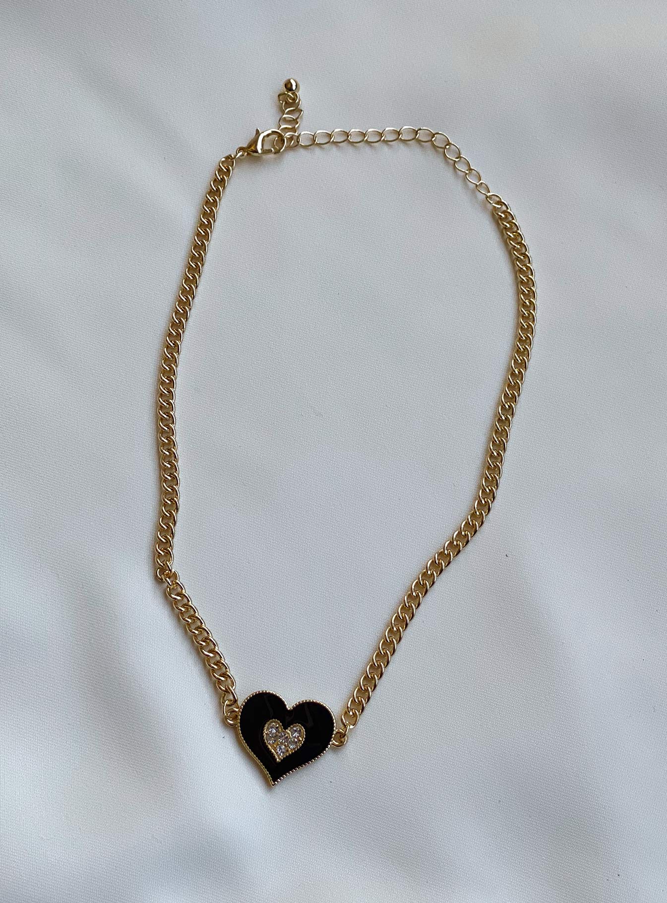 Dalma Heart Necklace Gold / Black