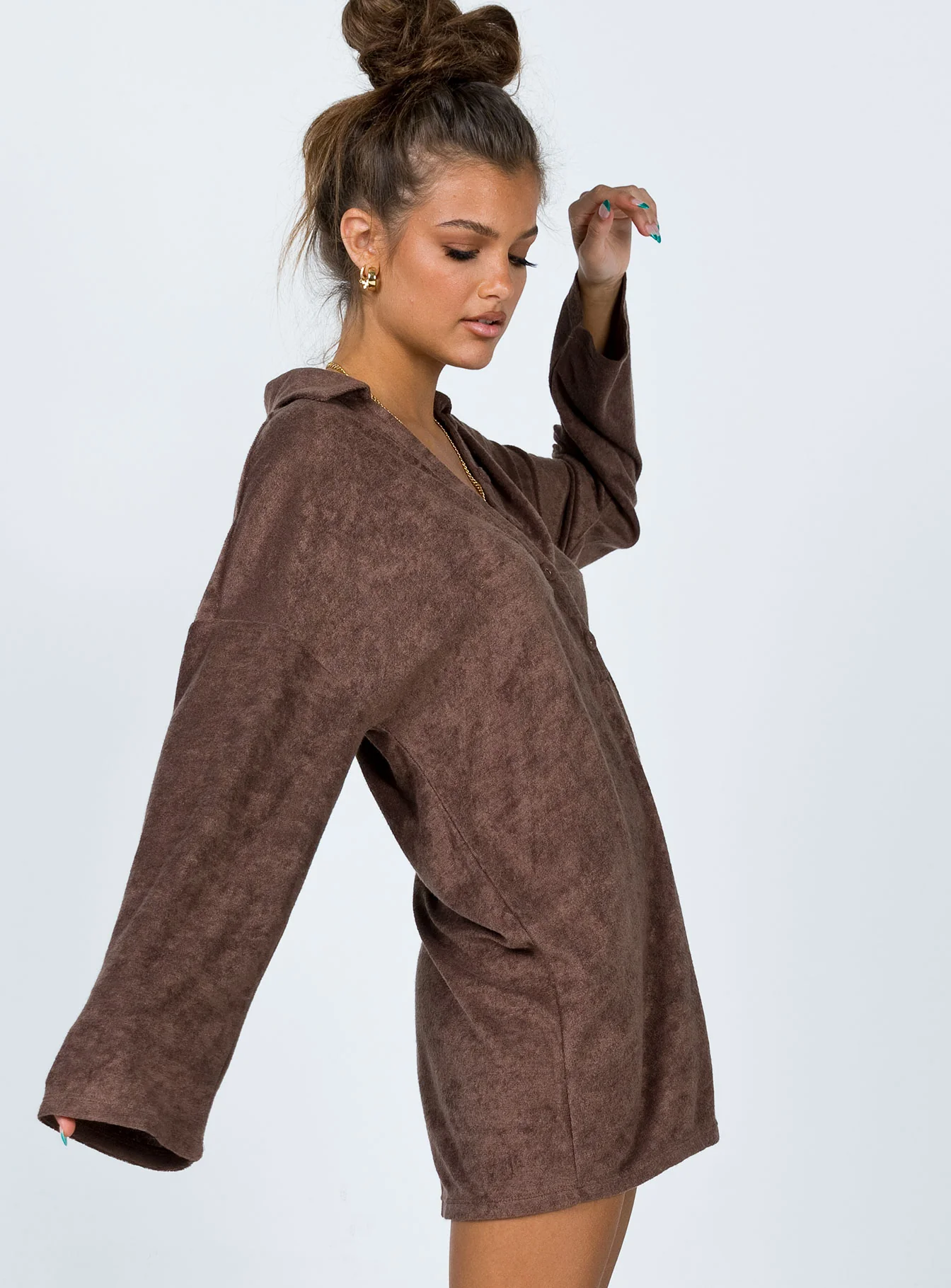 Kegan Long Sleeve Romper Camel