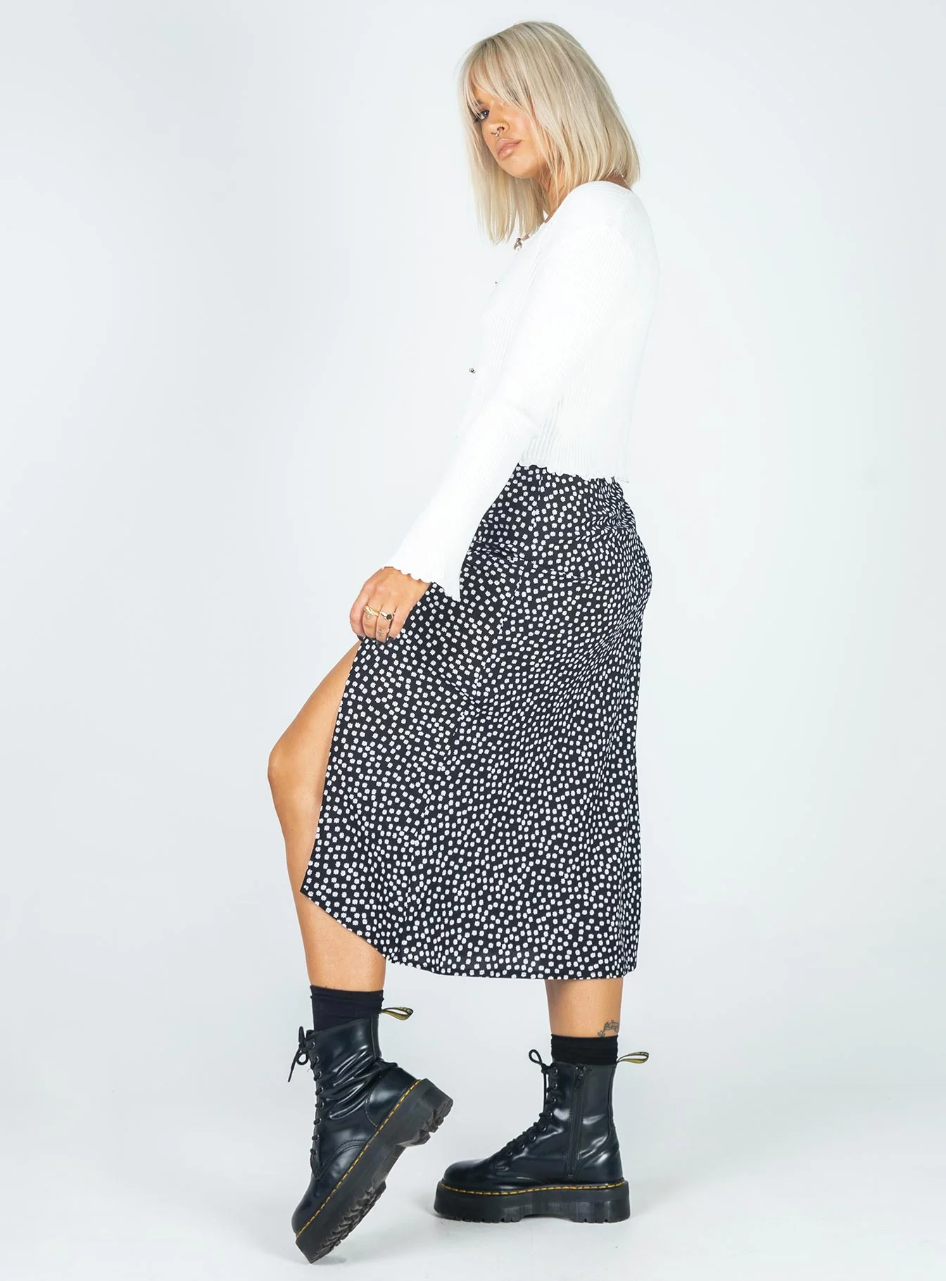 Mabel Midi Skirt Black/White