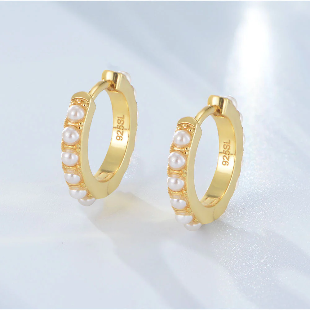 【测试-单一款式】S925 Sterling Silver Pearl Hoop Earring